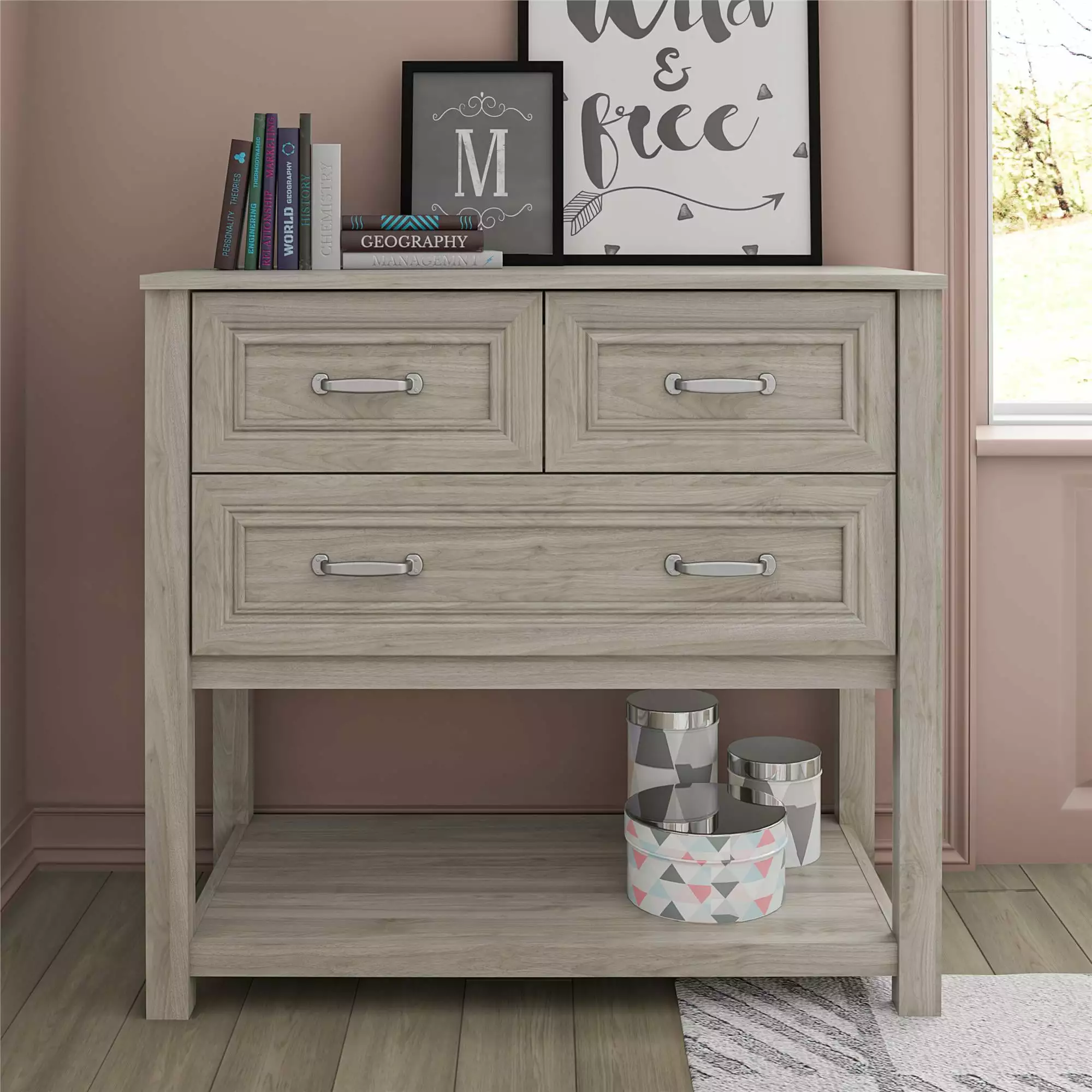 Little Seeds Sierra Ridge Levi Kids' 3 Drawer Dresser. Light Walnut