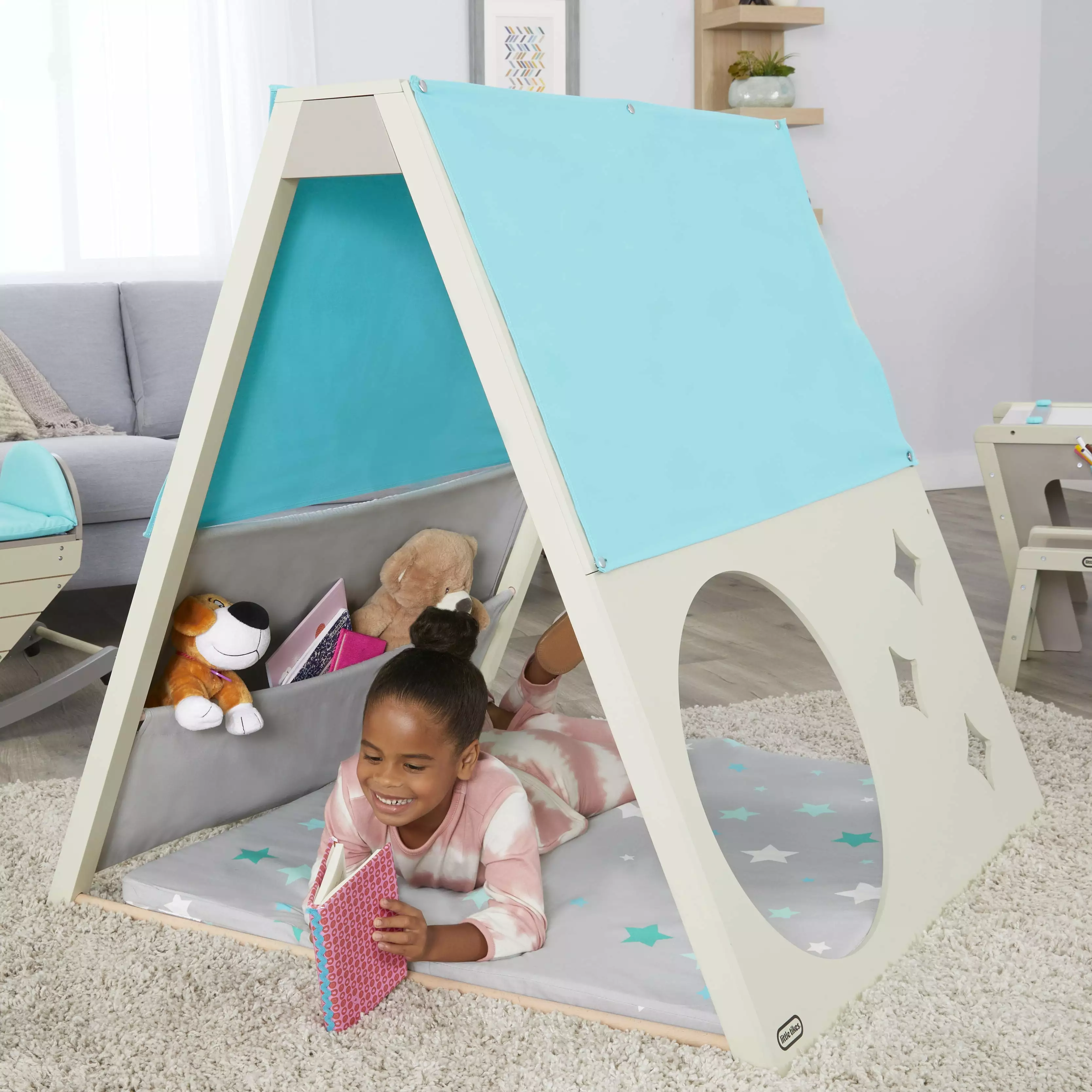 Little Tikes Starry Night Wooden Reading Nook. Kids Furniture w/ Starlight Projector. Book Storage. Play Space. Kids Who Love to Read Ages 3-8