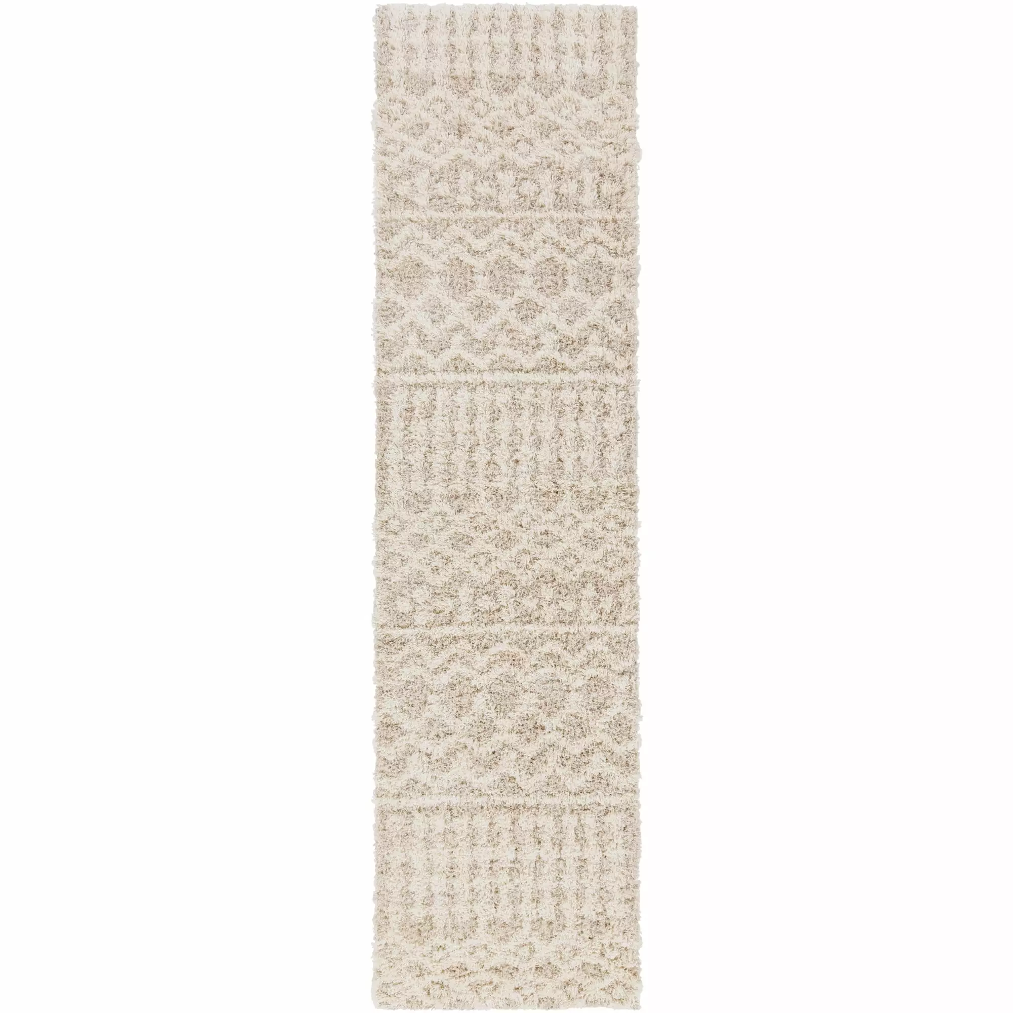 Livabliss Urban Shag Trellis Runner Indoor Area Rug. Beige. 2'7 x 10'