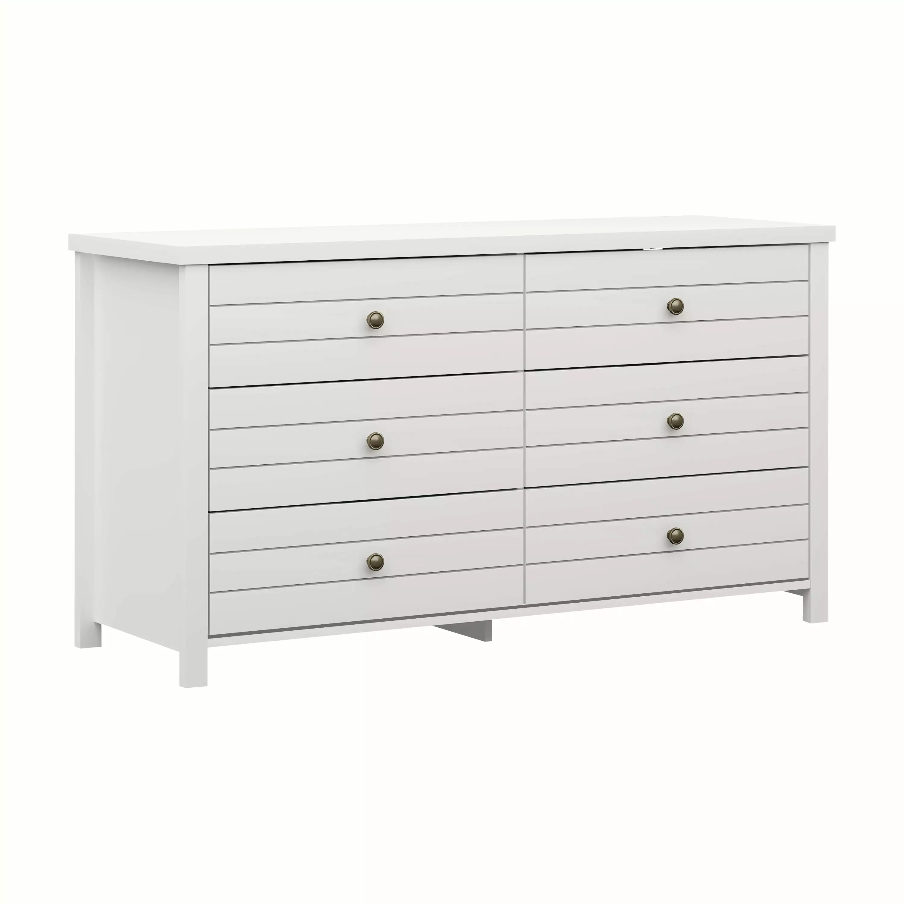 Living Essentials by Hillsdale Harmony Wood 6 Drawer Dresser. Matte White