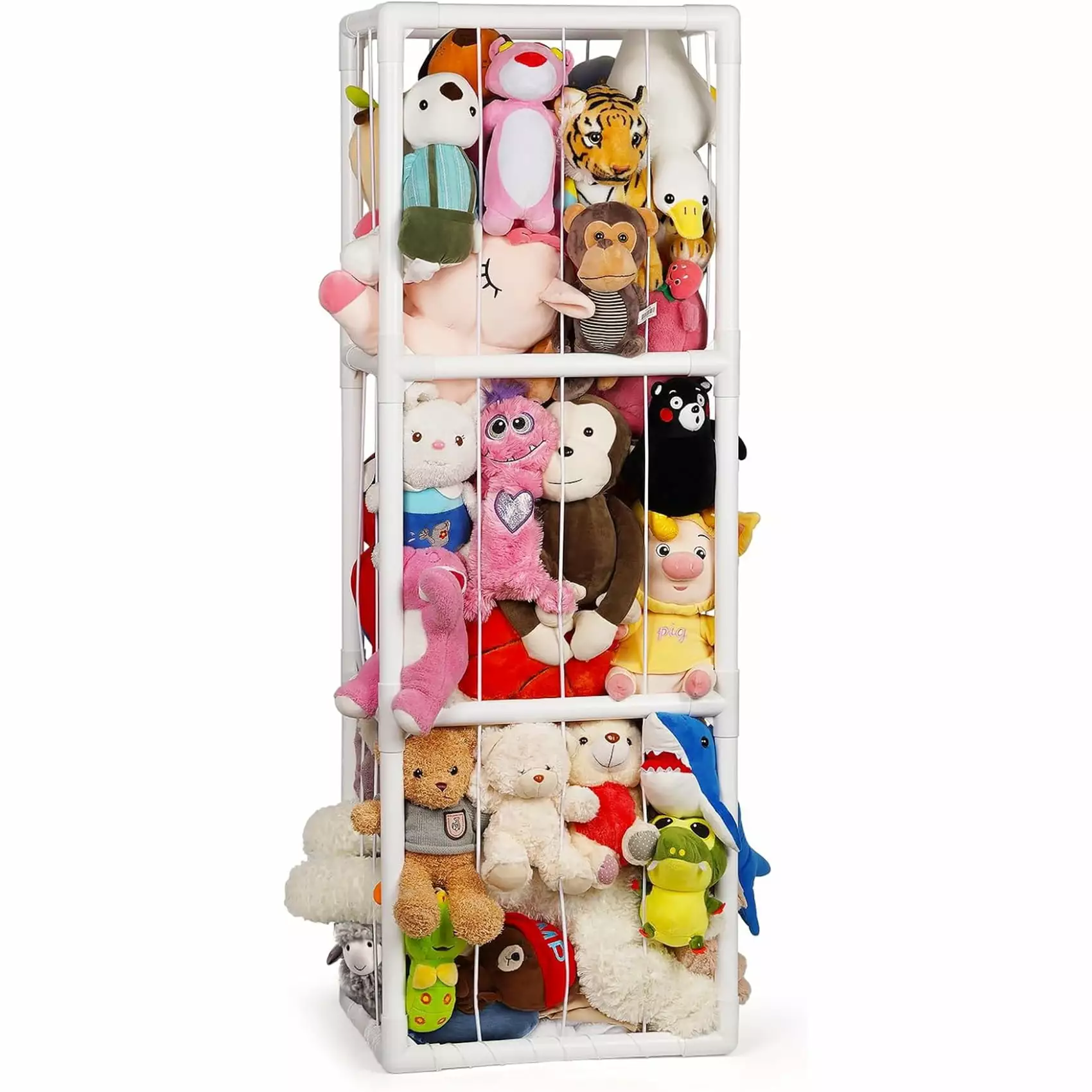 Loghot Stuffed Animal Storage Holder. Toy Organizer. PVC Plush Storage Organizer Shelf for Kids Play Room Bedroom. White