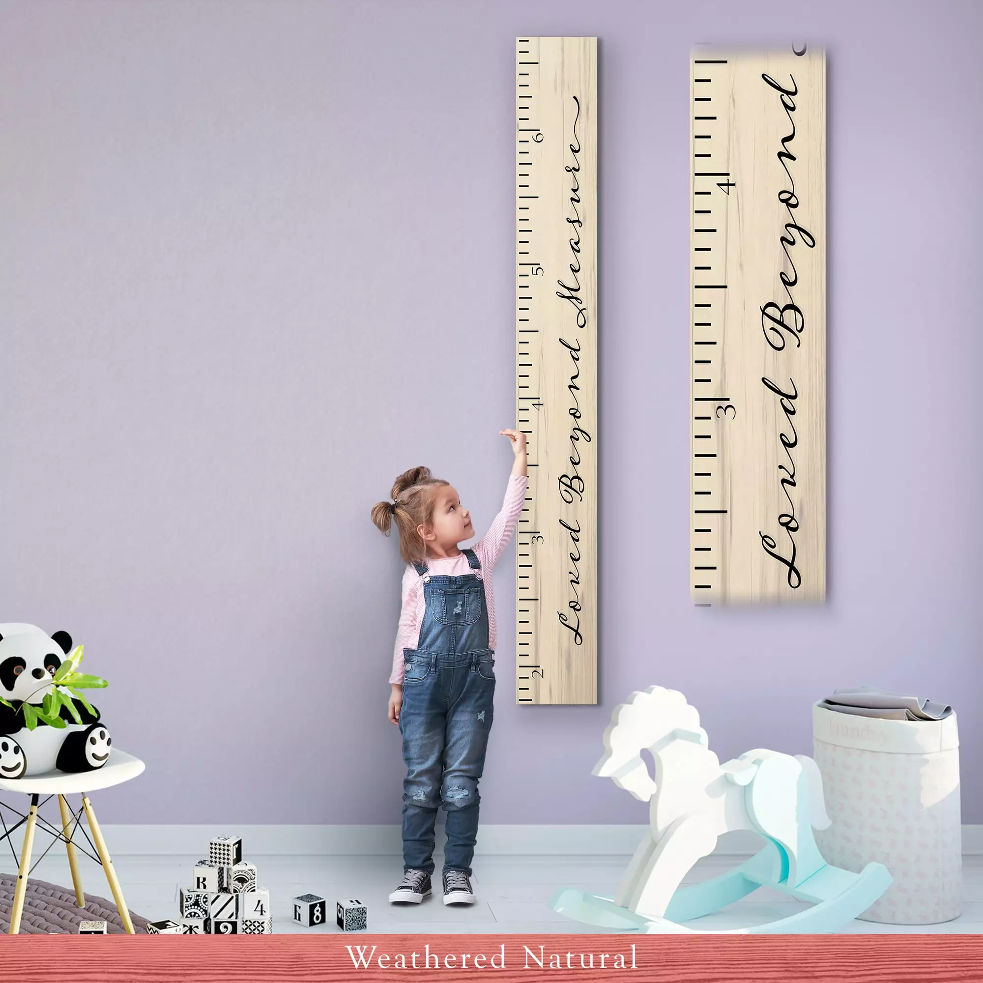 Loved Beyond Measure Wooden Growth Chart Height Ruler (Weathered Natural) | Back40Life