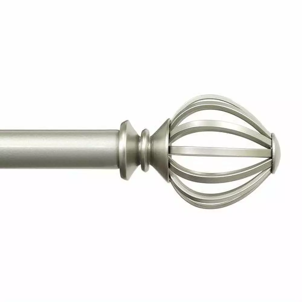 Lumino 1 Inch Nickel Regis Cage. Single Curtain Rod Set. 42-120 Width