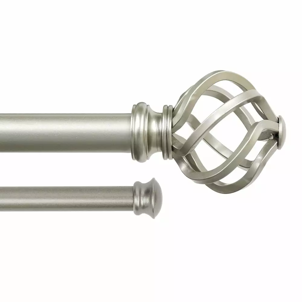 Lumino 1 Nickel Cage Adjustable Double Curtain Rod Set. 42-120