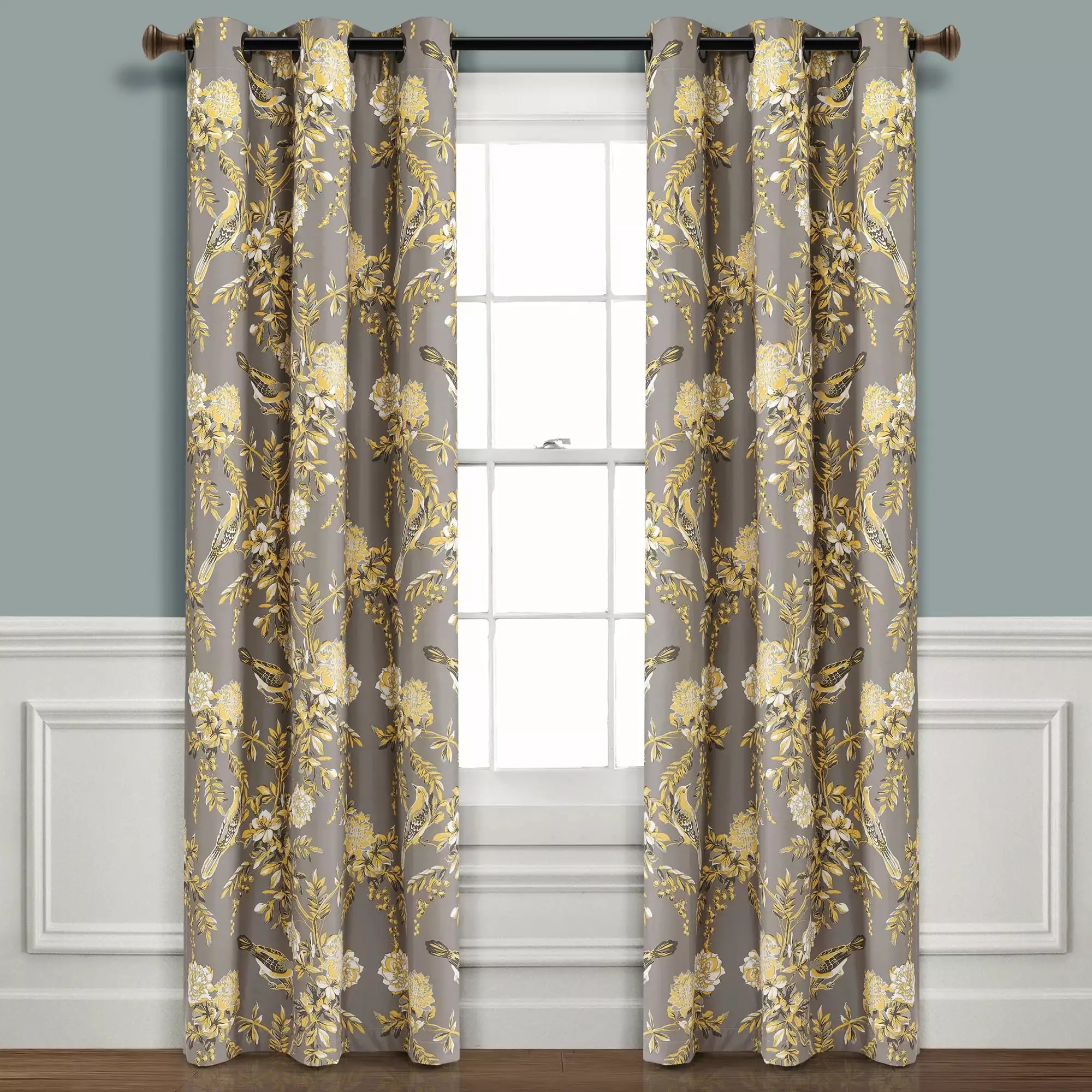 Lush Decor Farmhouse 2 Piece Floral 100% Blackout Curtain Panel