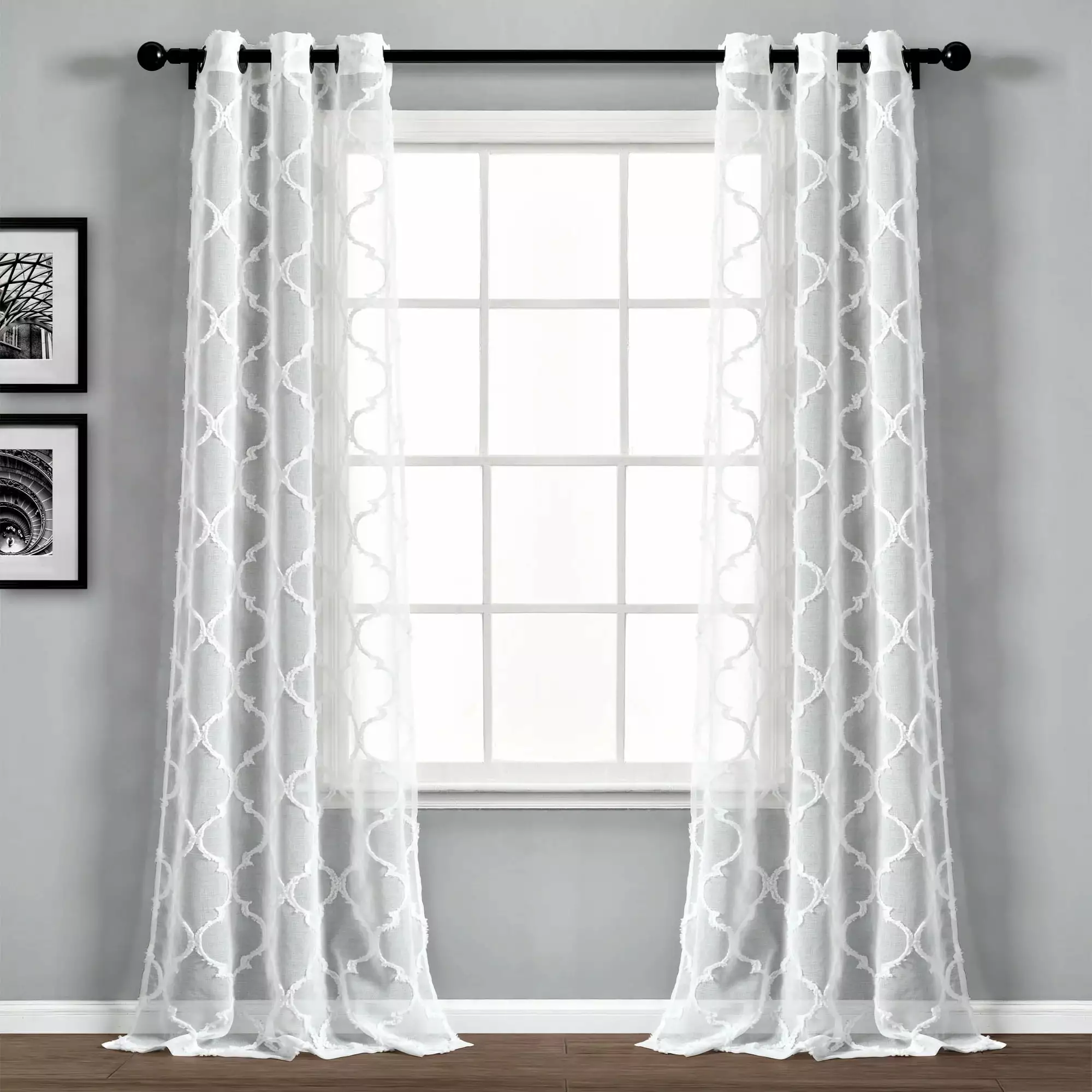 Lush Decor Trellis Grommet Sheer Curtain Set. 38.00 x 0.01 2 Panels