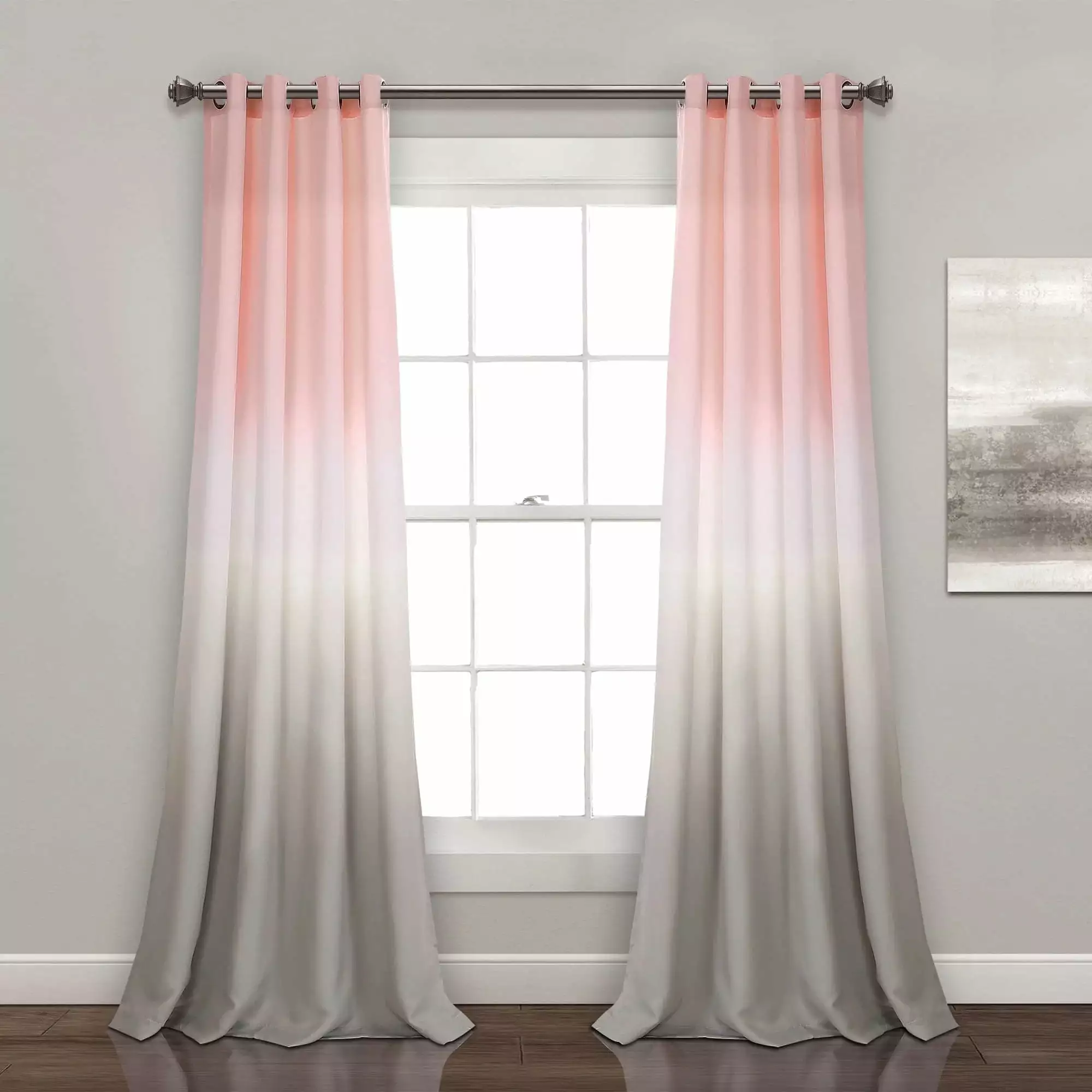 Lush Decor Umbre Fiesta Room Darkening 95 x 52 Print Blush 100% Polyester Metal Grommets Pair Window Panel