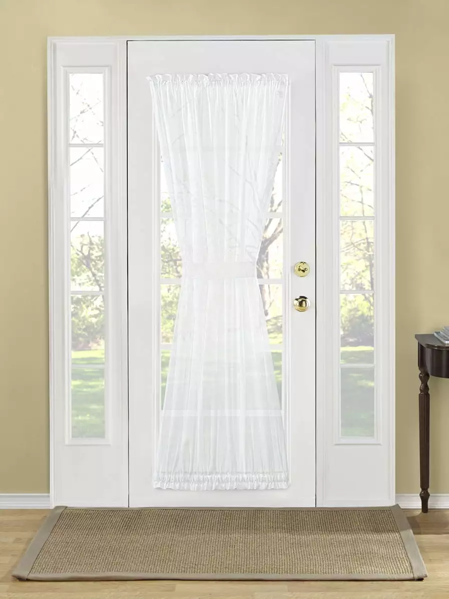 Luxurious Batiste Semi Sheer French Door Curtain Panel with Tieback (WHITE. 72 in. L)