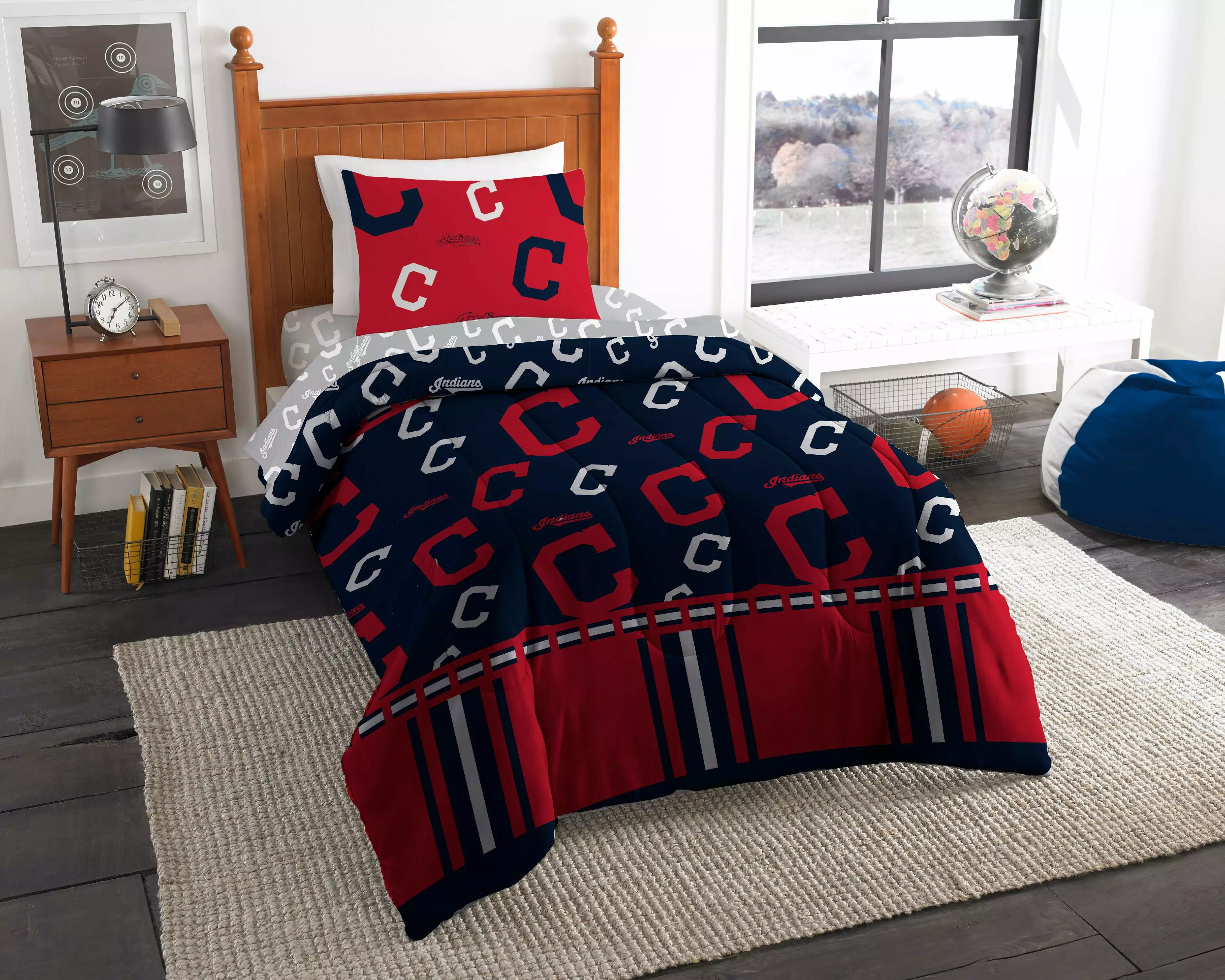 MLB Cleveland Indians Twin Bed In Bag Set