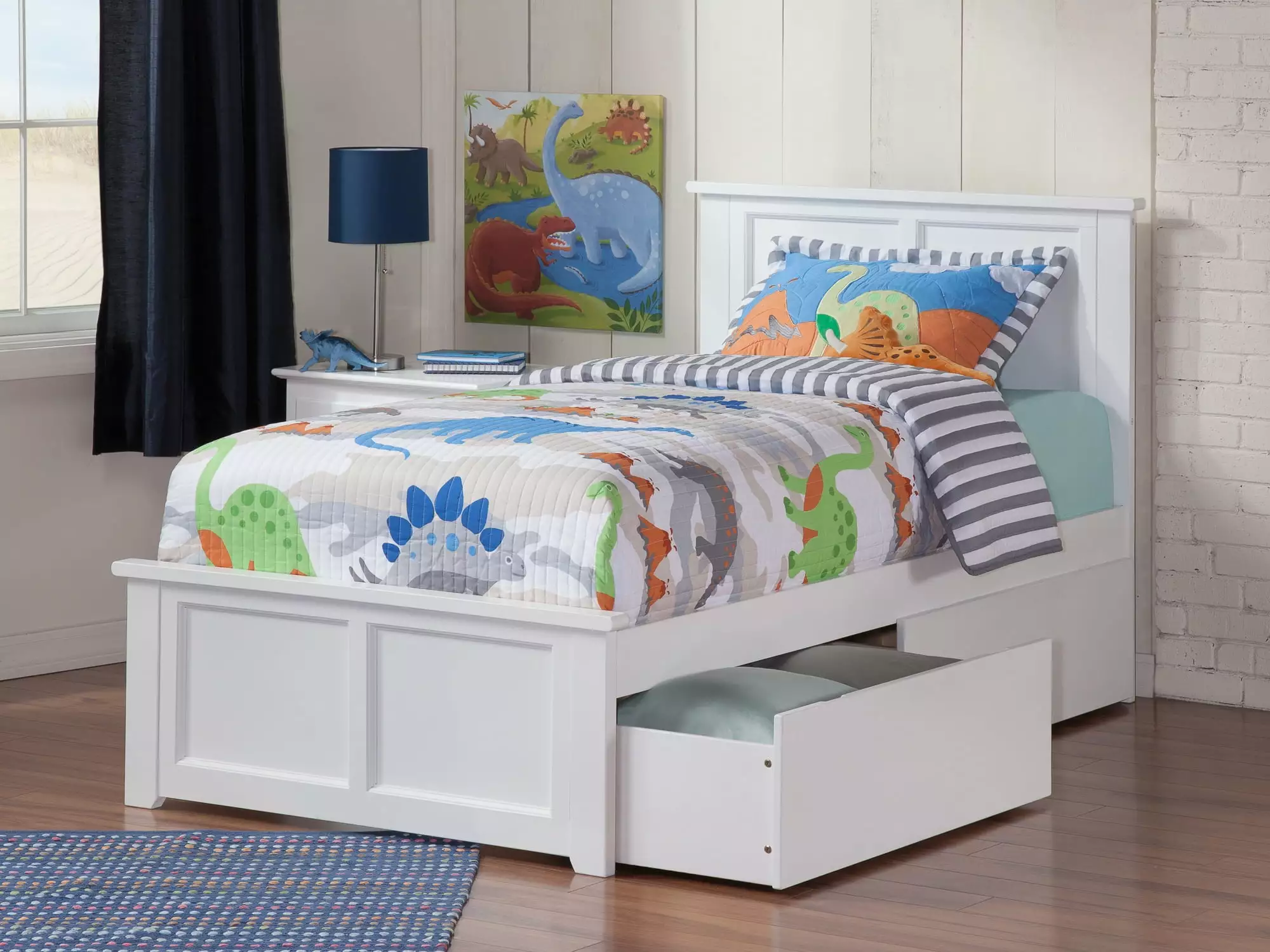 Madison Platform Bed with Matching Foot Board with 2 Urban Bed Drawers in Multiple Colors and Sizes