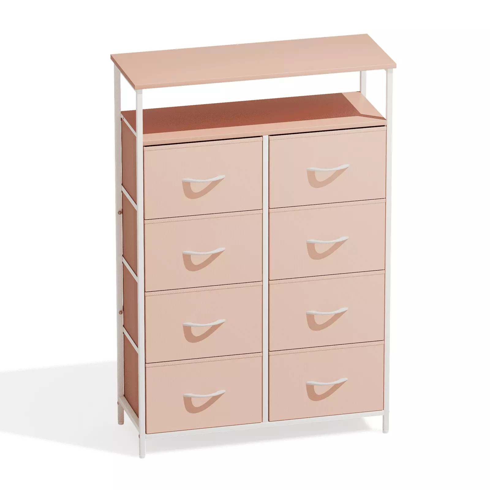 Magshion 8 Double Drawer Dresser. Modern Storage Cabinet for Bedroom. Vertical Chest of Drawers for Living Room. Pink