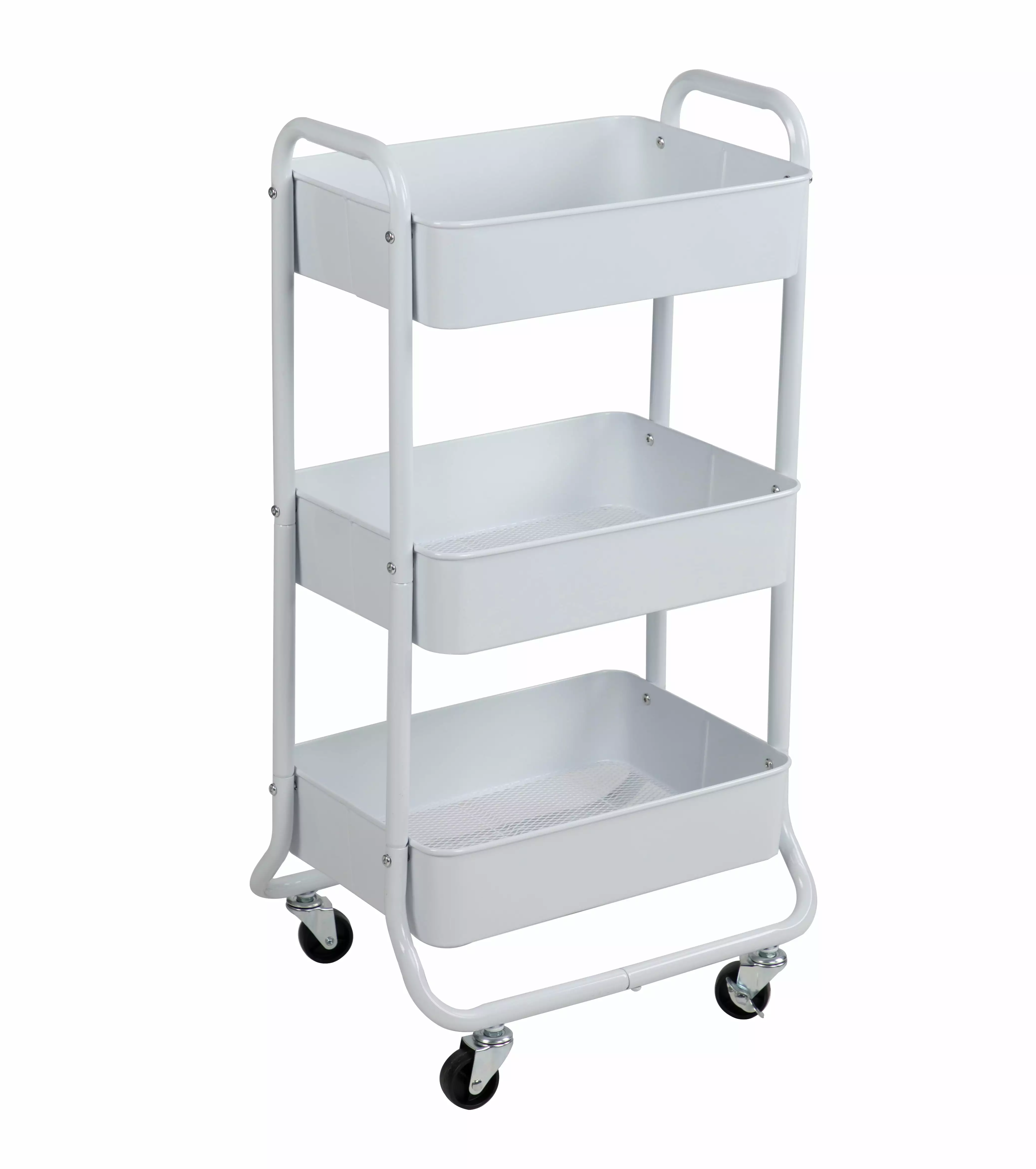 Mainstays 3 Tier Metal Utility Cart. Arctic White. Laundry Baskets. Easy Rolling. Adult and Child