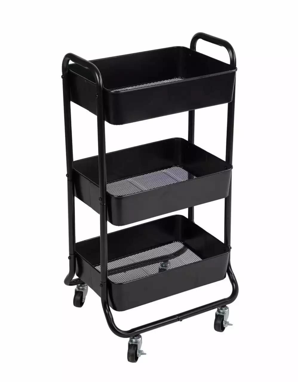 Mainstays 3 Tier Metal Utility Cart Rich Black. Laundry Baskets. Powder Coating. Adult and Child