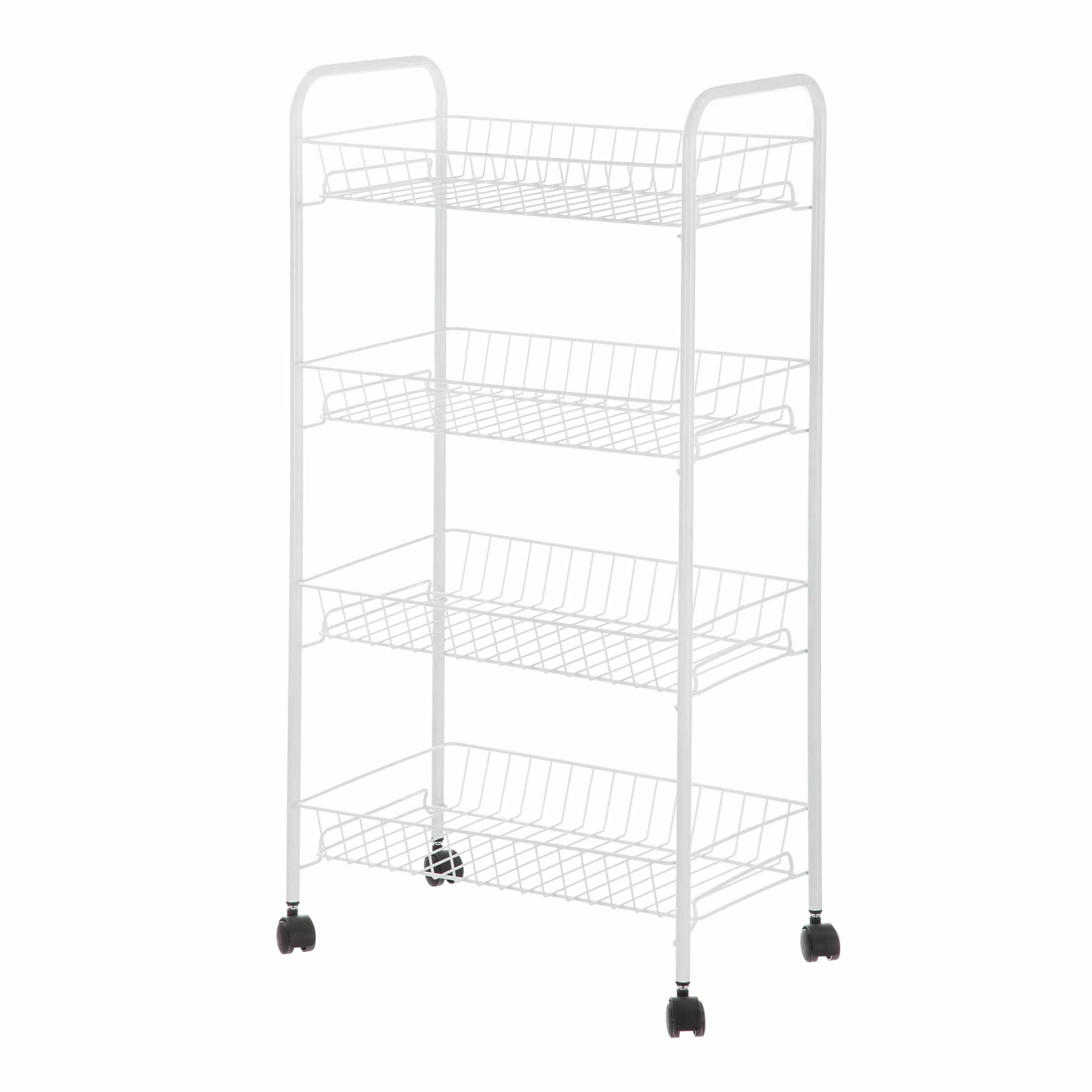 Mainstays 4-Shelf Steel Laundry Cart with Caster Wheels. White. Adult. Senior and Teen Age Groups