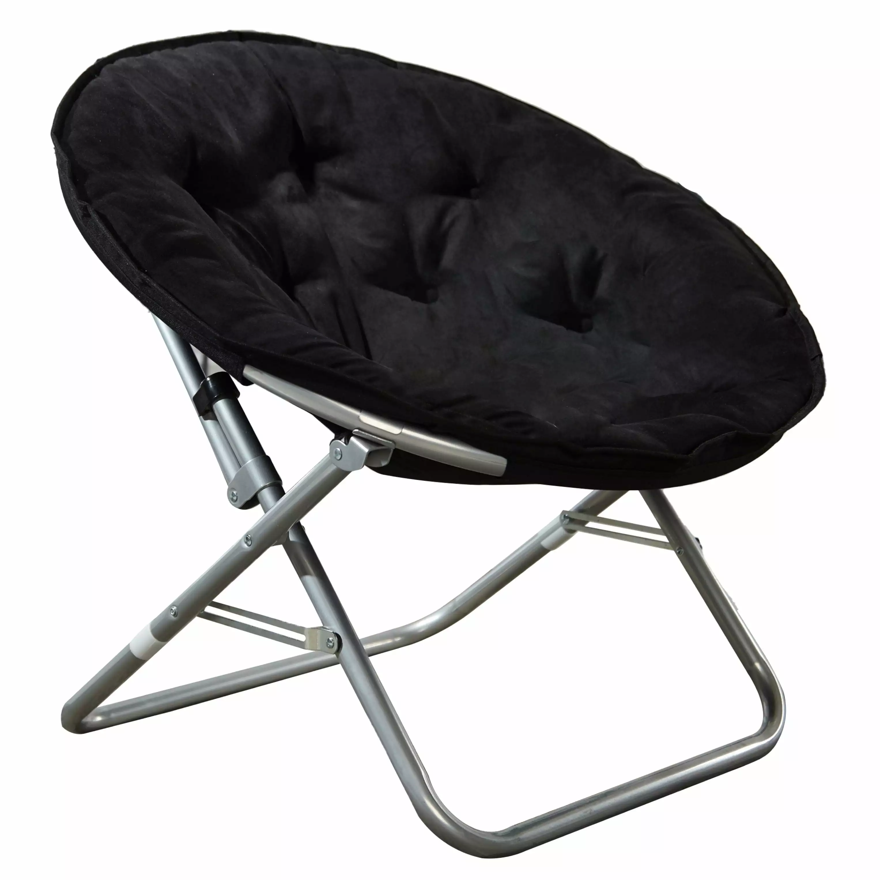 Mainstays Faux Fur Folding Saucer Chair. Black