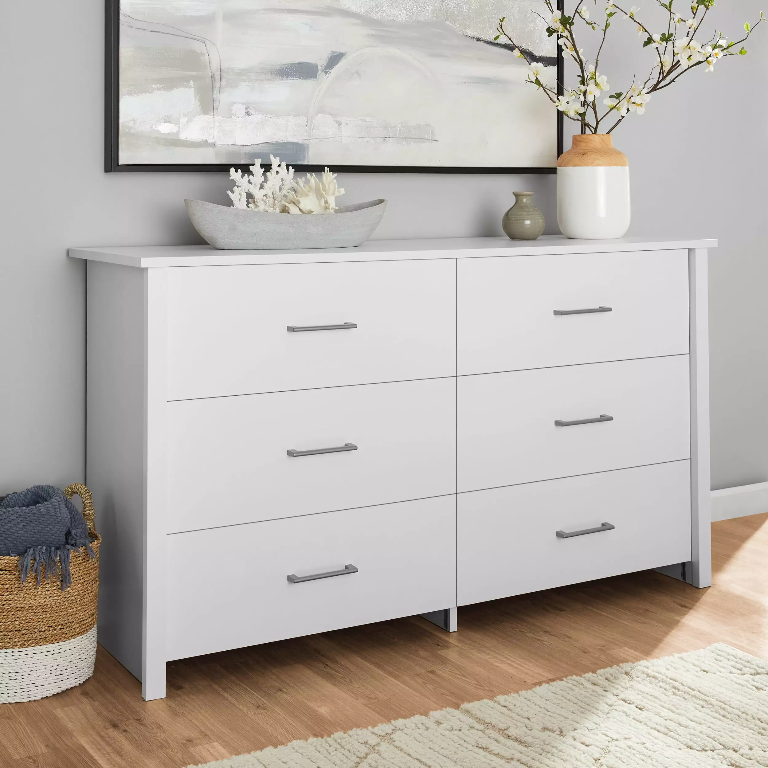 Mainstays Hillside 6-Drawer Dresser. Soft White Finish