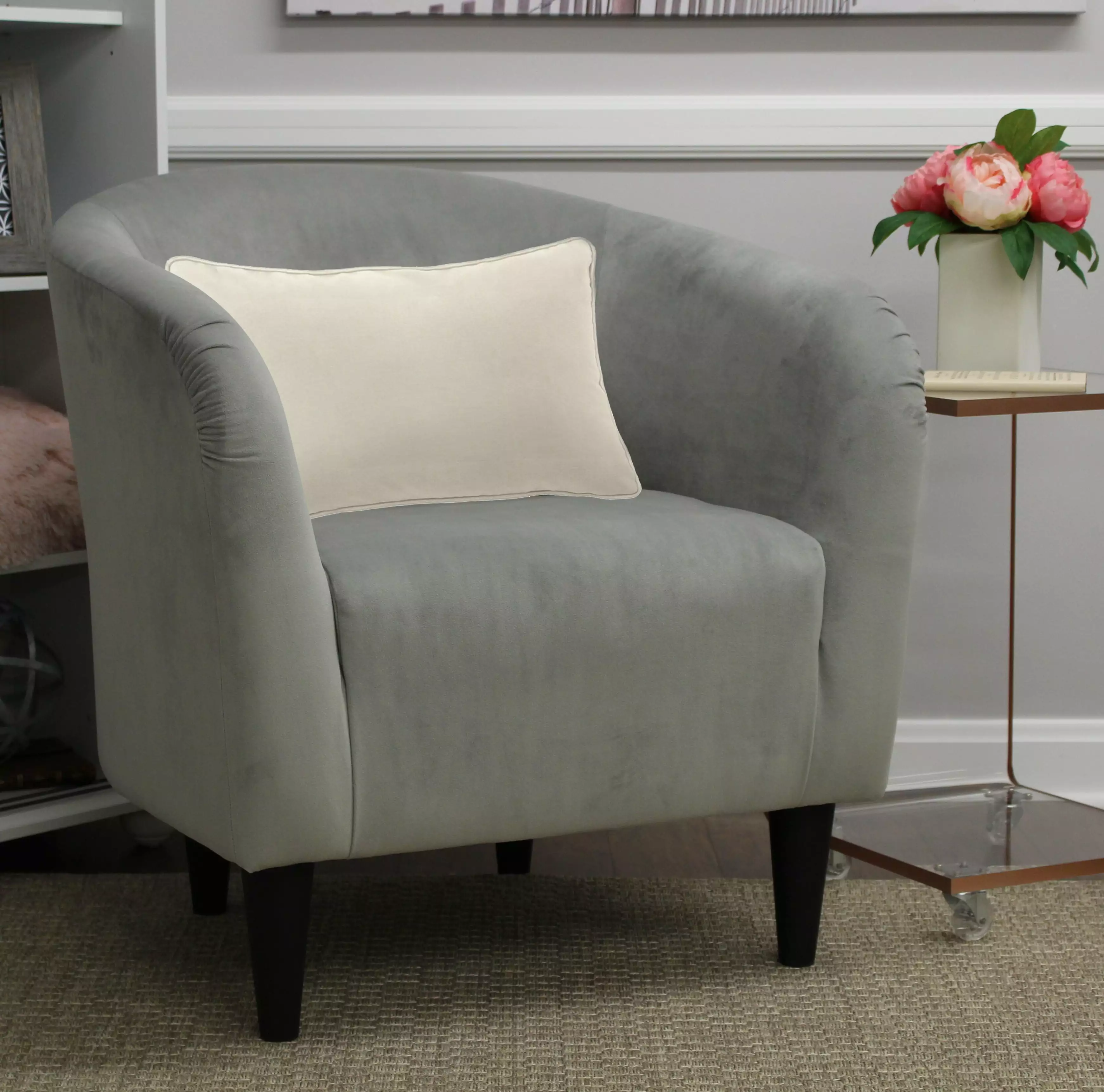 Mainstays Microfiber Tub Accent Chair. Dove Gray