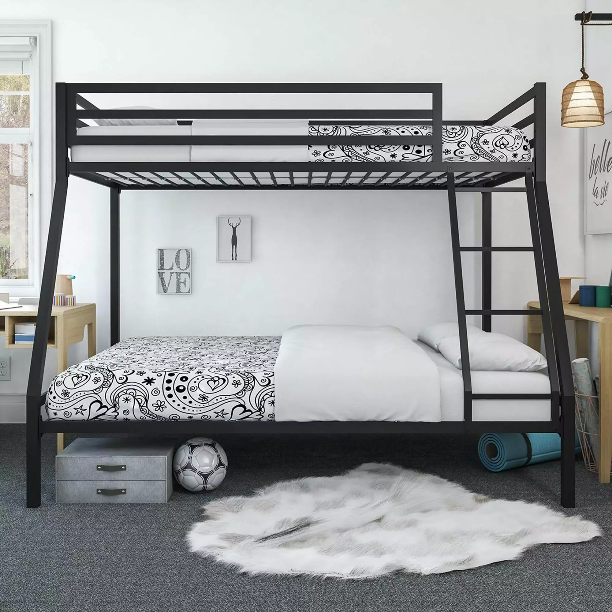 Mainstays Premium Twin over Full Metal Bunk Bed. Black