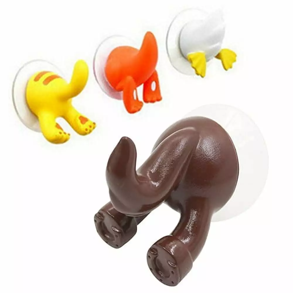 Mairbeon Cute Cartoon Animal Tail Sucker Suction Hook Baby Bathroom Towel Hanger Holder