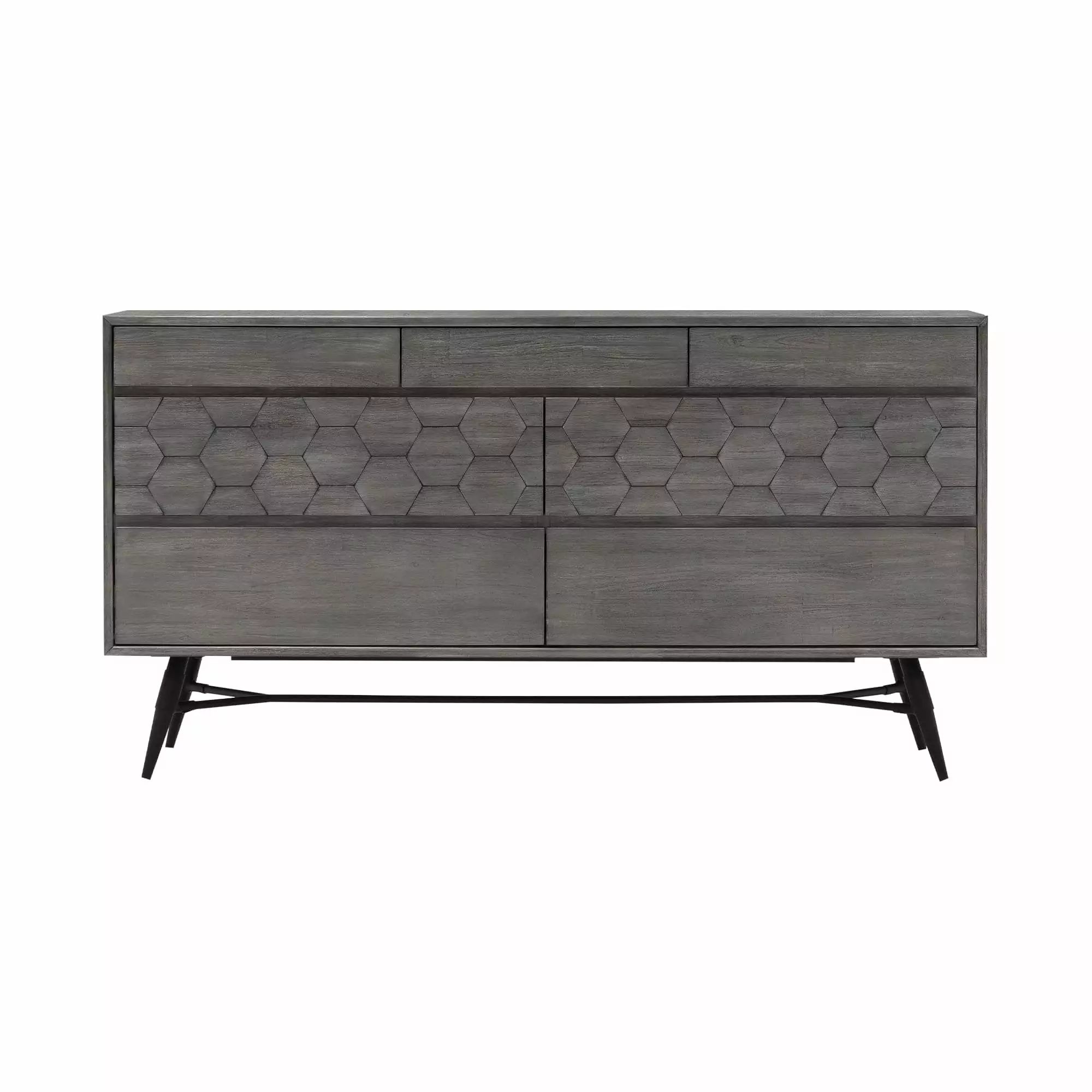 Armen Living Makena 61 6-Drawer Modern Wood Dresser in Gray