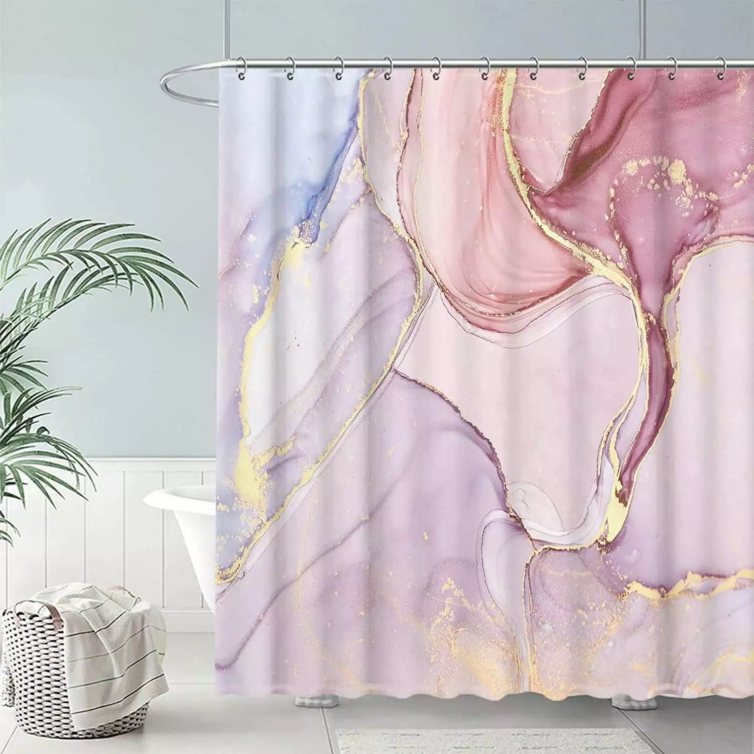 Marble Shower Curtain Pink Shower Curtain Waterproof Abstract Shower Curtain 72x72