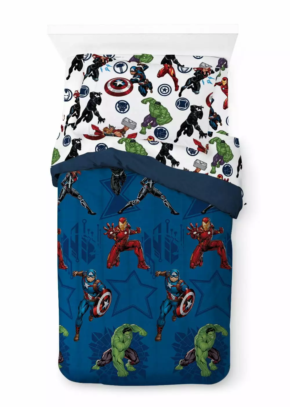 Marvel Avengers 4-Piece Jump Start Blue Microfiber Child's Bed-in-a-Bag. Twin