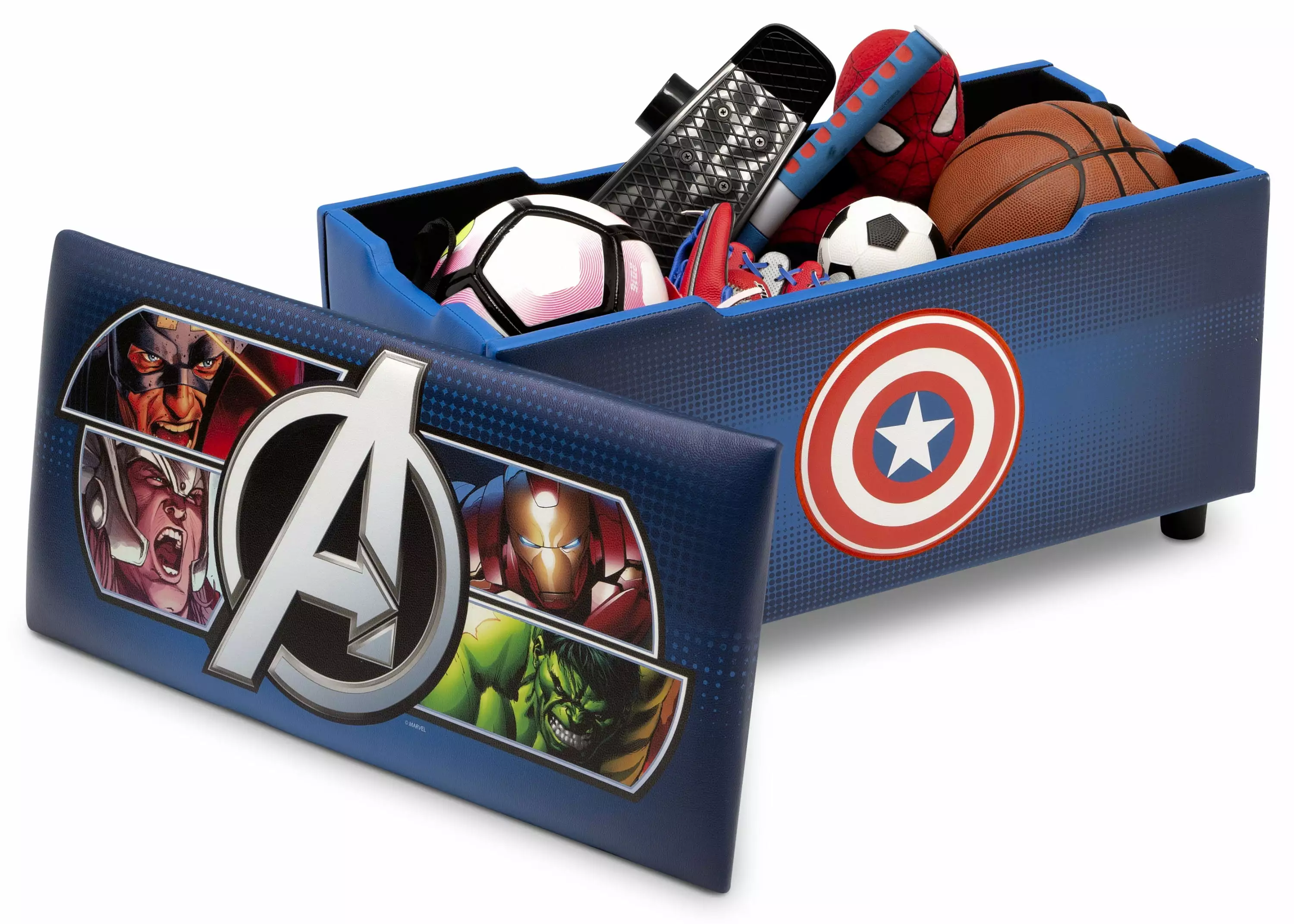 Marvel Avengers Upholstered Storage Bench for Kids by Delta Children