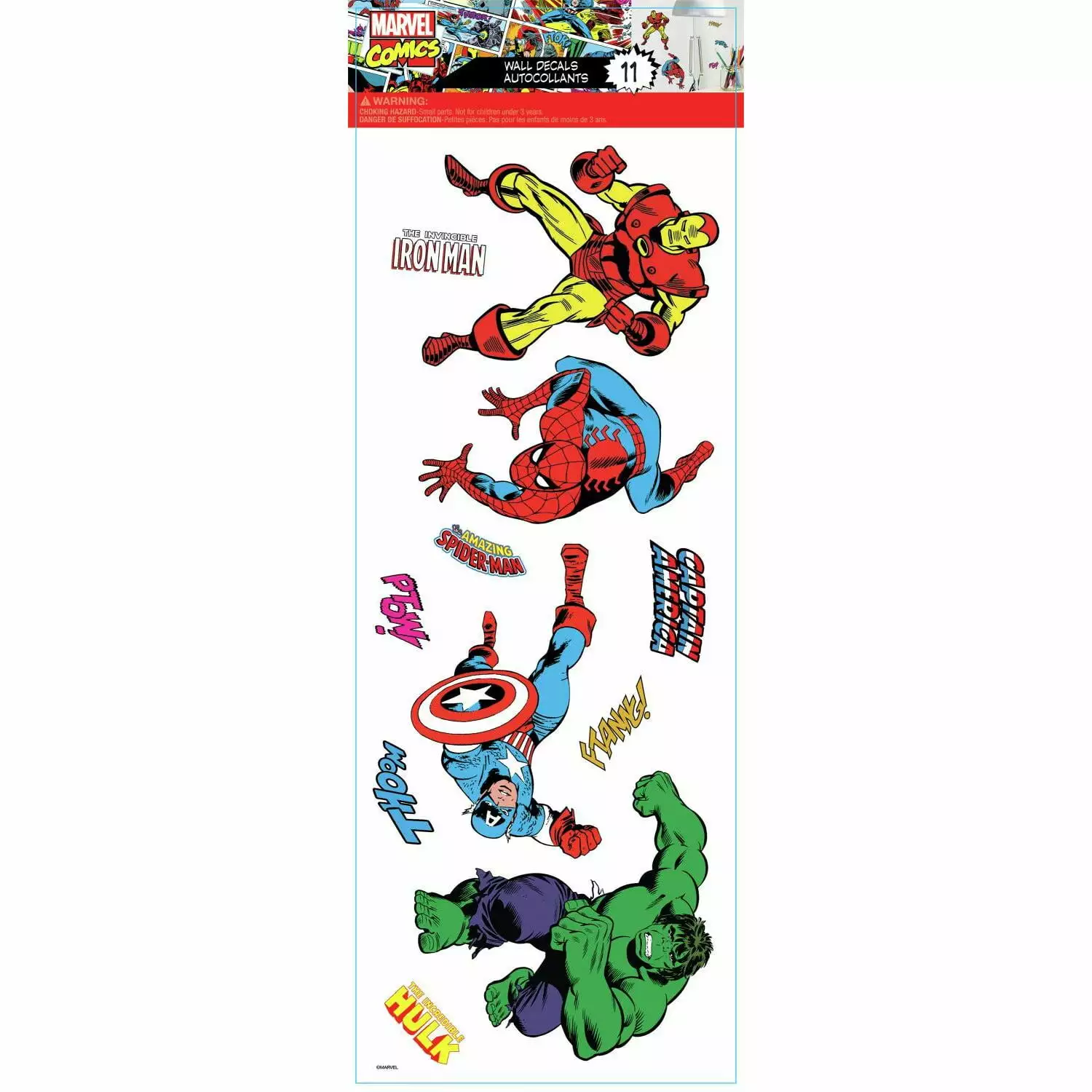 Marvel Classics Peel & Stick 11 Wall Decals Capt America Iron Man Spiderman Hulk Stickers RMK3957SS