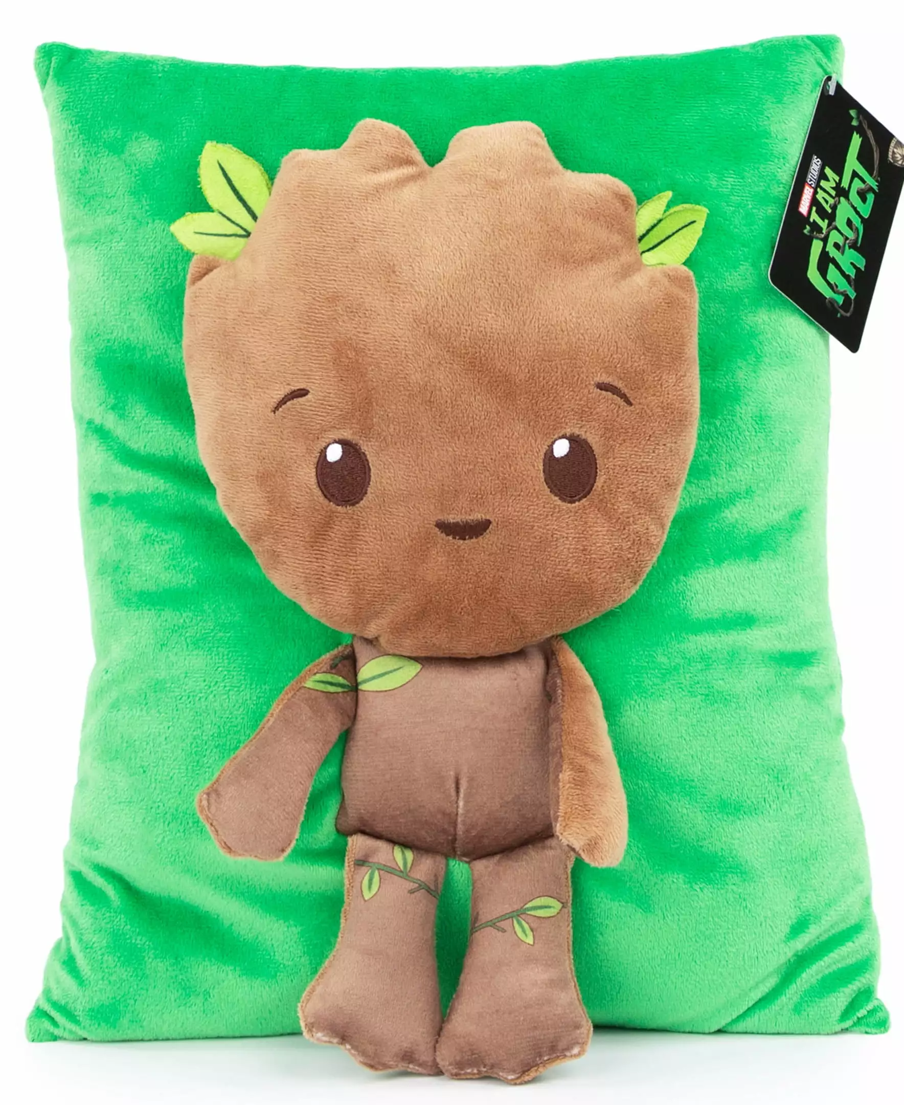 Marvel Guardians Of The Galaxy Groot Green 3D Snuggle Pillow. 100% Velboa Microfiber