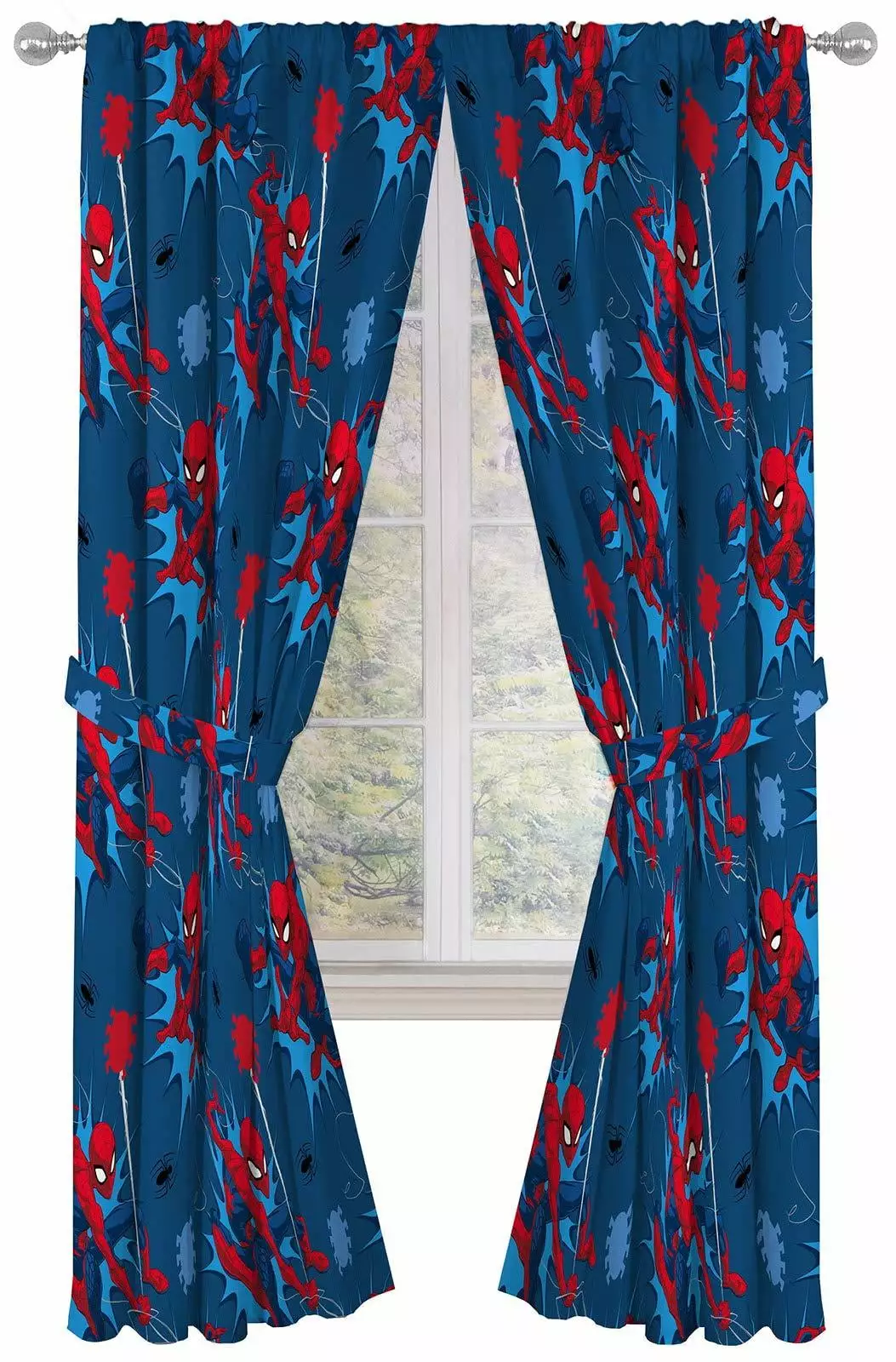 Marvel Spiderman Spidey Daze 84 Inches Drapes - Beautiful Room Decor & Easy Set Up. Bedding - Curtains Include 2 Tiebacks. 4 Pieces Set (Official Marvel Product)