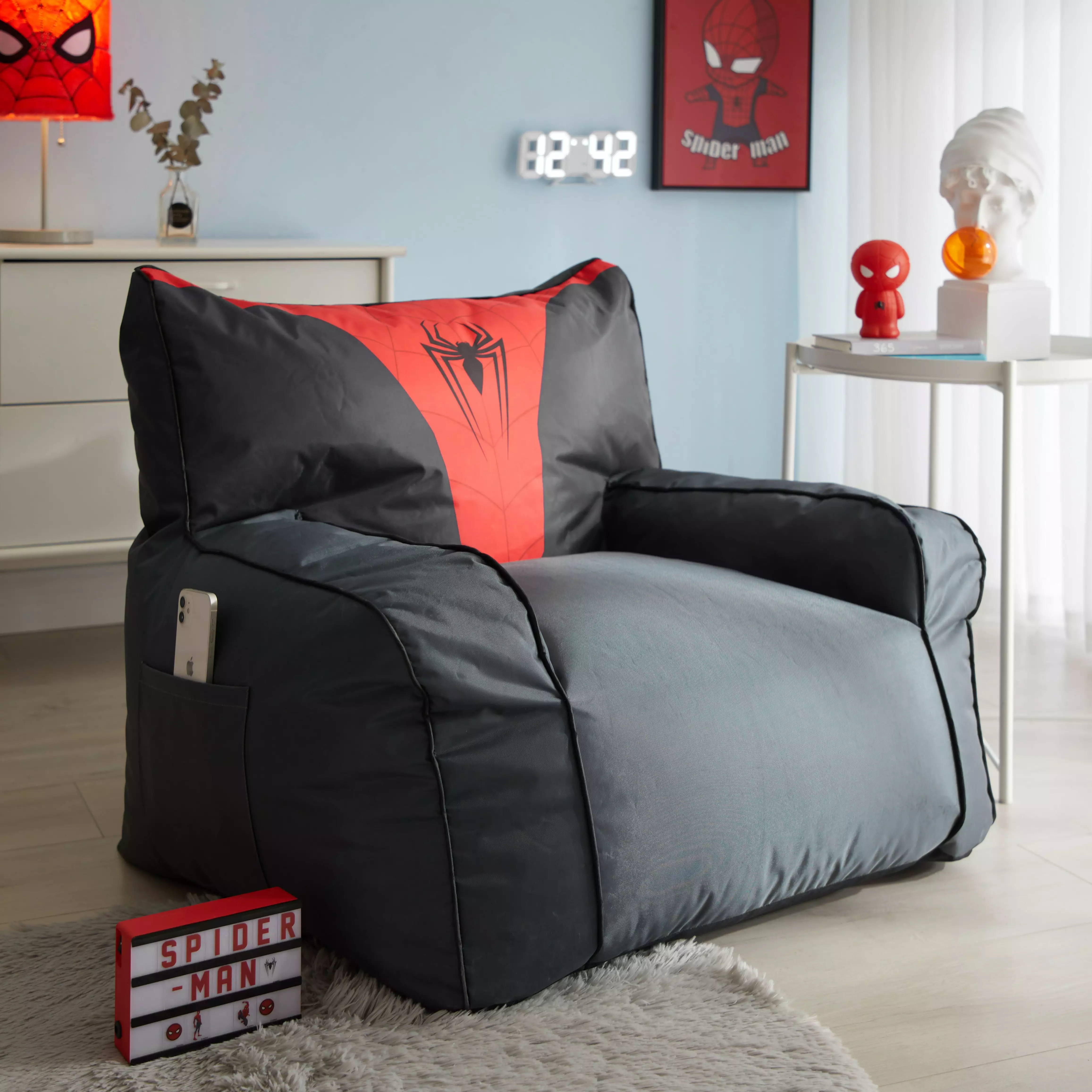 Marvel's Spiderman. Oversized Bean Chair. 3 ft. Black and Red