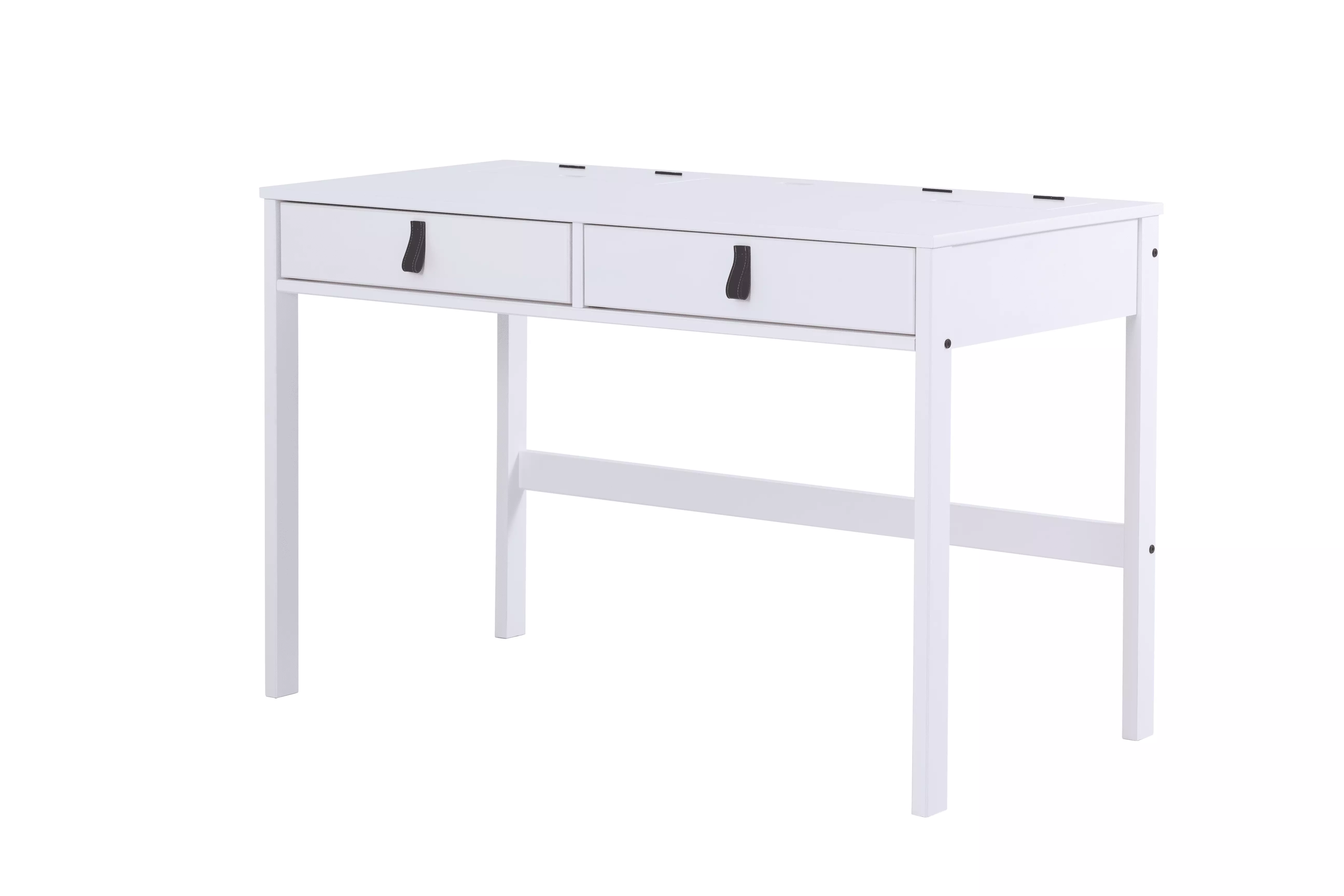 Memomad Bali Modern Home Office Desk with Drawers and Smart Storage (47 Width. White Wood)