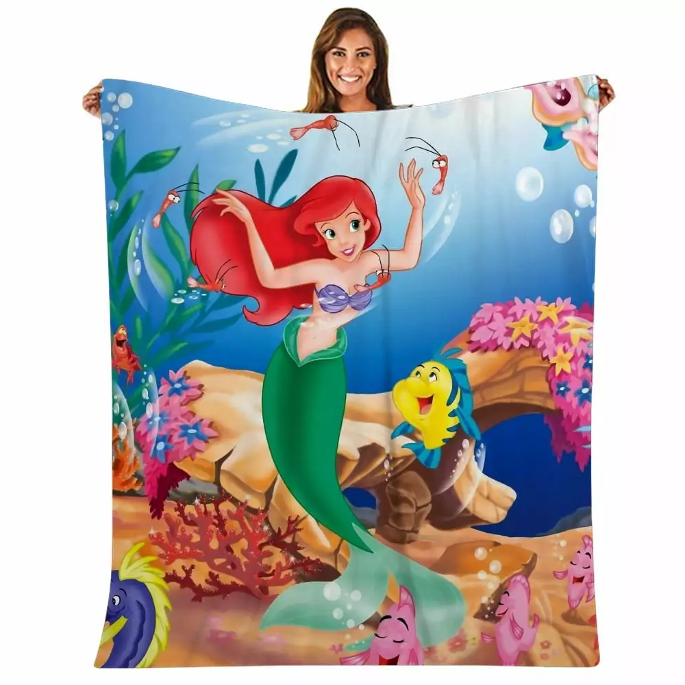 Mermaid Ariel Charm Princess Blankets&Throws Funny Blanket Plush for Kids Girls Boys (59x79inch/150x200cm)