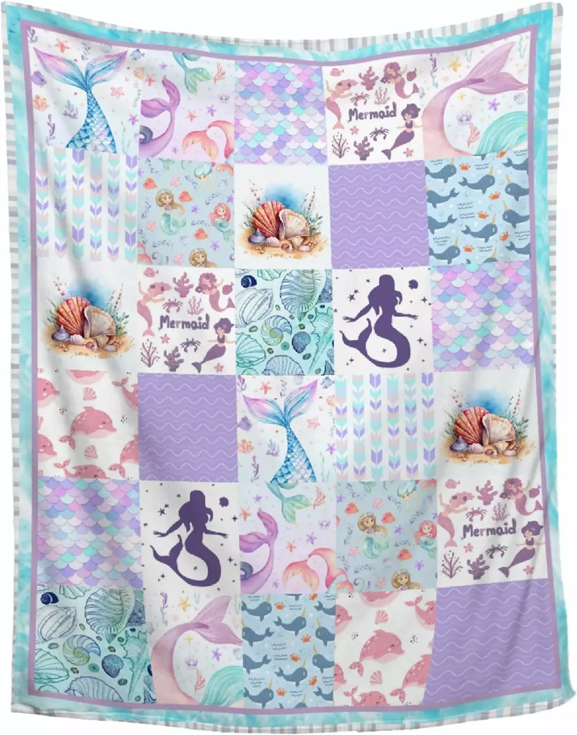 Mermaid Gift Throw Blanket.Mermaid Gift Blanket Gifts. Ultra Soft Lightweight Flannel Blankets Warm Fuzzy Cozy Plush Blankets for Couch Sofa Bed Living Room.Kids Size-40x50