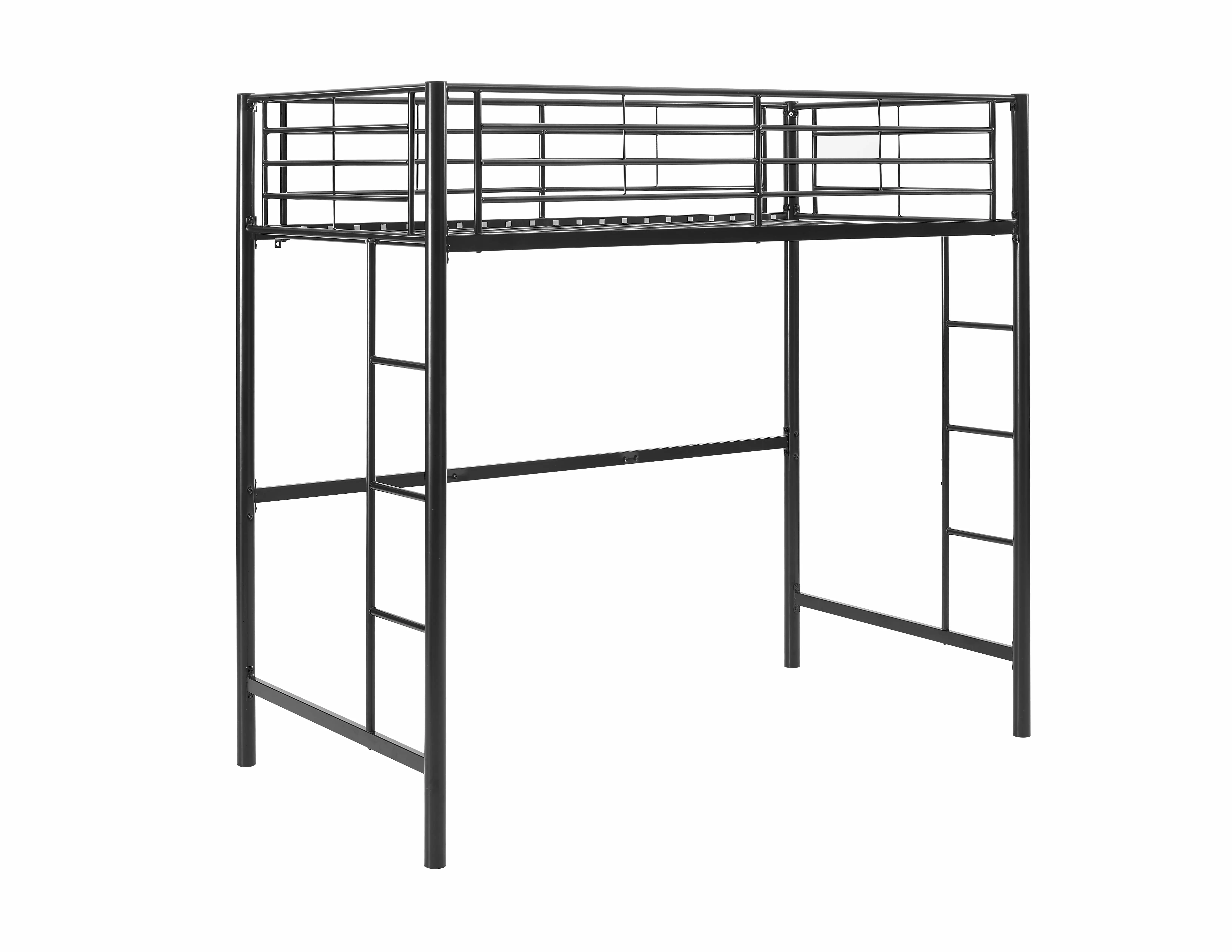 Metal Twin Loft Bunk Bed in Black