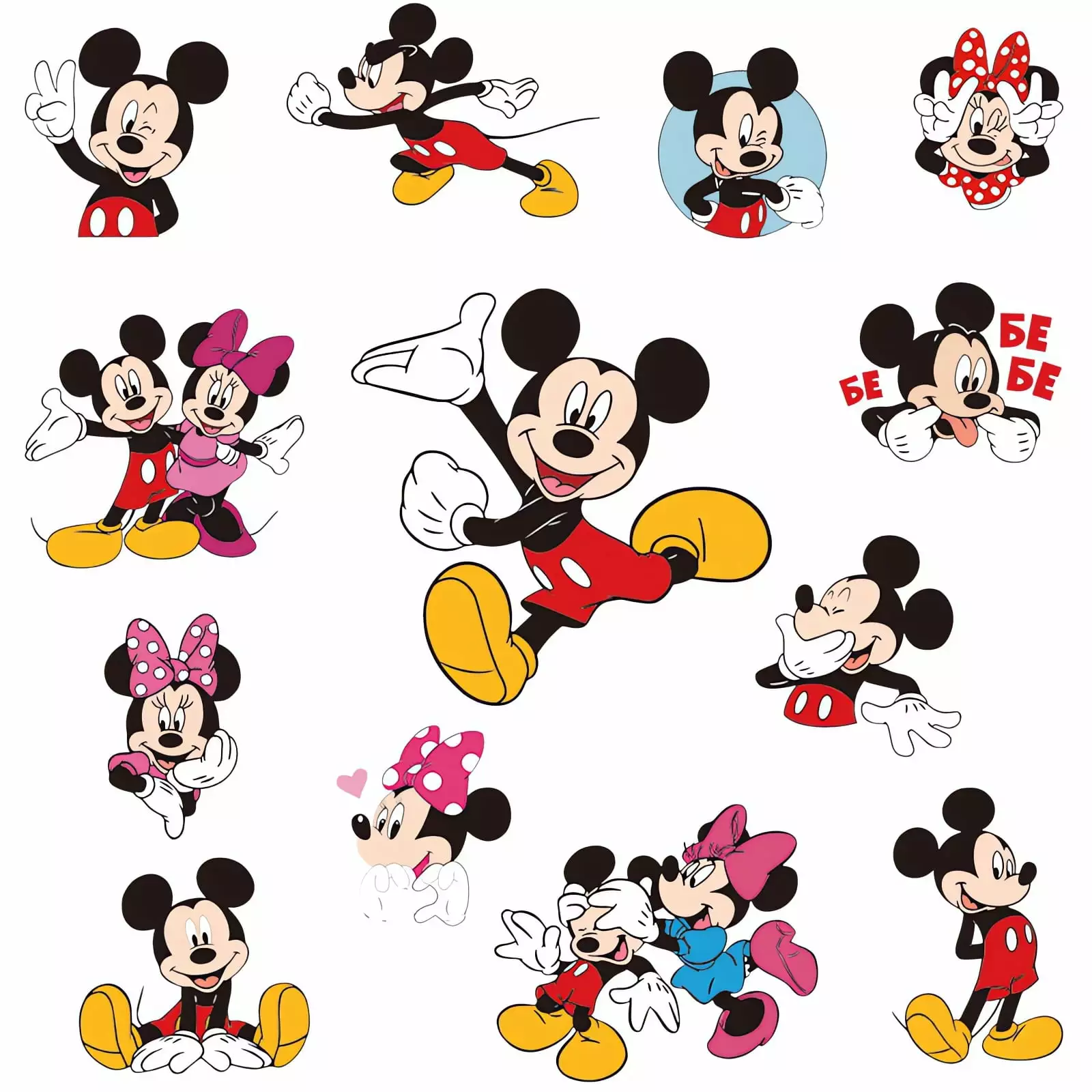 Mickey and Minnie Sticker For Bedroom Living Room Nursery Party Decorations Anime Cartoon Background Self-Adhesive Wall Decor Baby Boy Girl Kids Room Wall Mural Decor Poster Gift