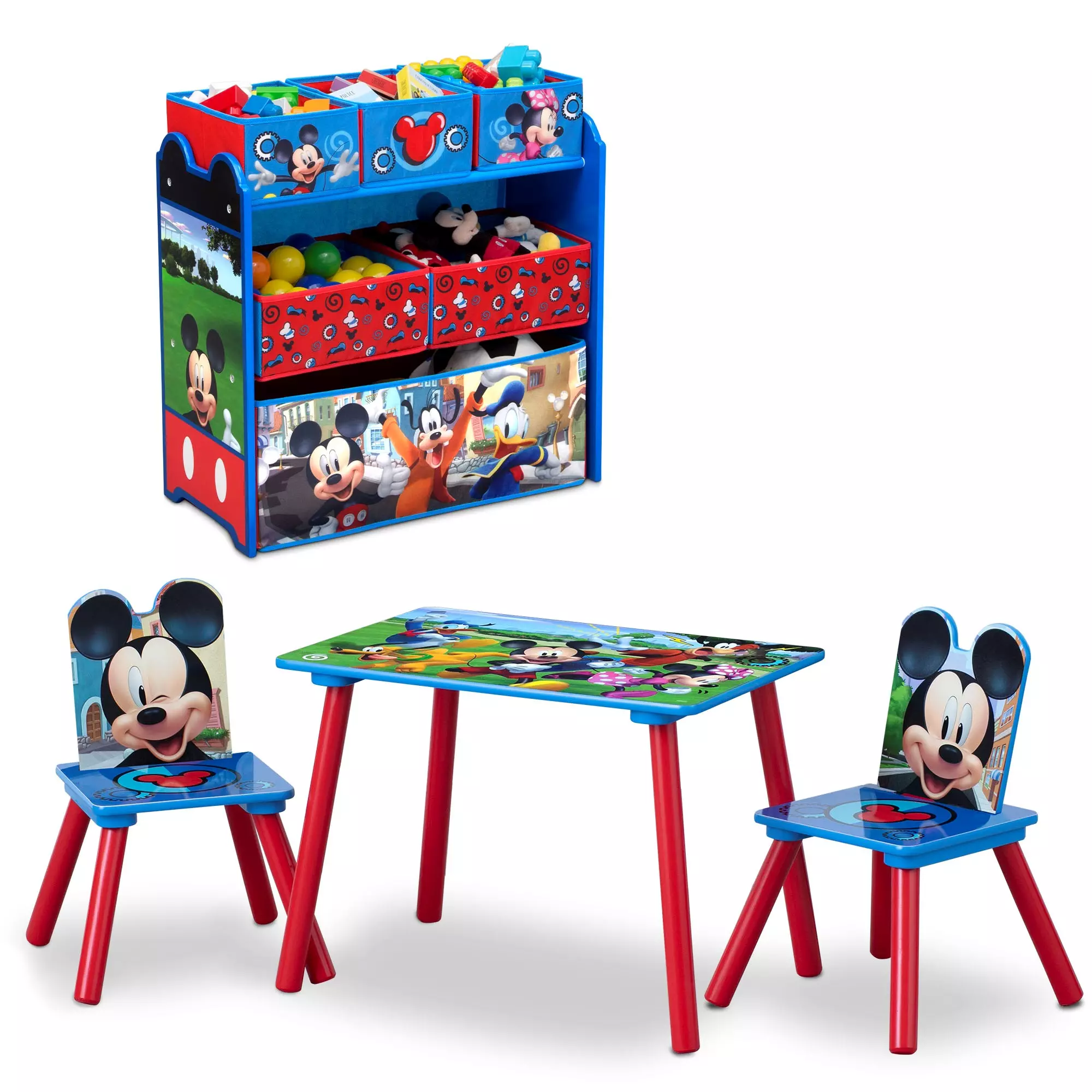 Mickey Mouse 4-Piece Toddler Playroom Set ?C Includes Table. 2 Chairs & Toy Bin. Blue