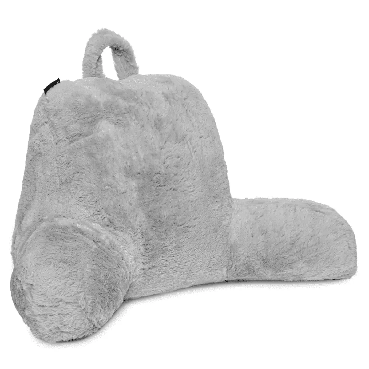 Milliard Reading Pillow with Shredded Memory Foam. Back Rest Pillow for Sitting in Bed with Faux Fur Removable Cover ?C18 x 15 (Grey)