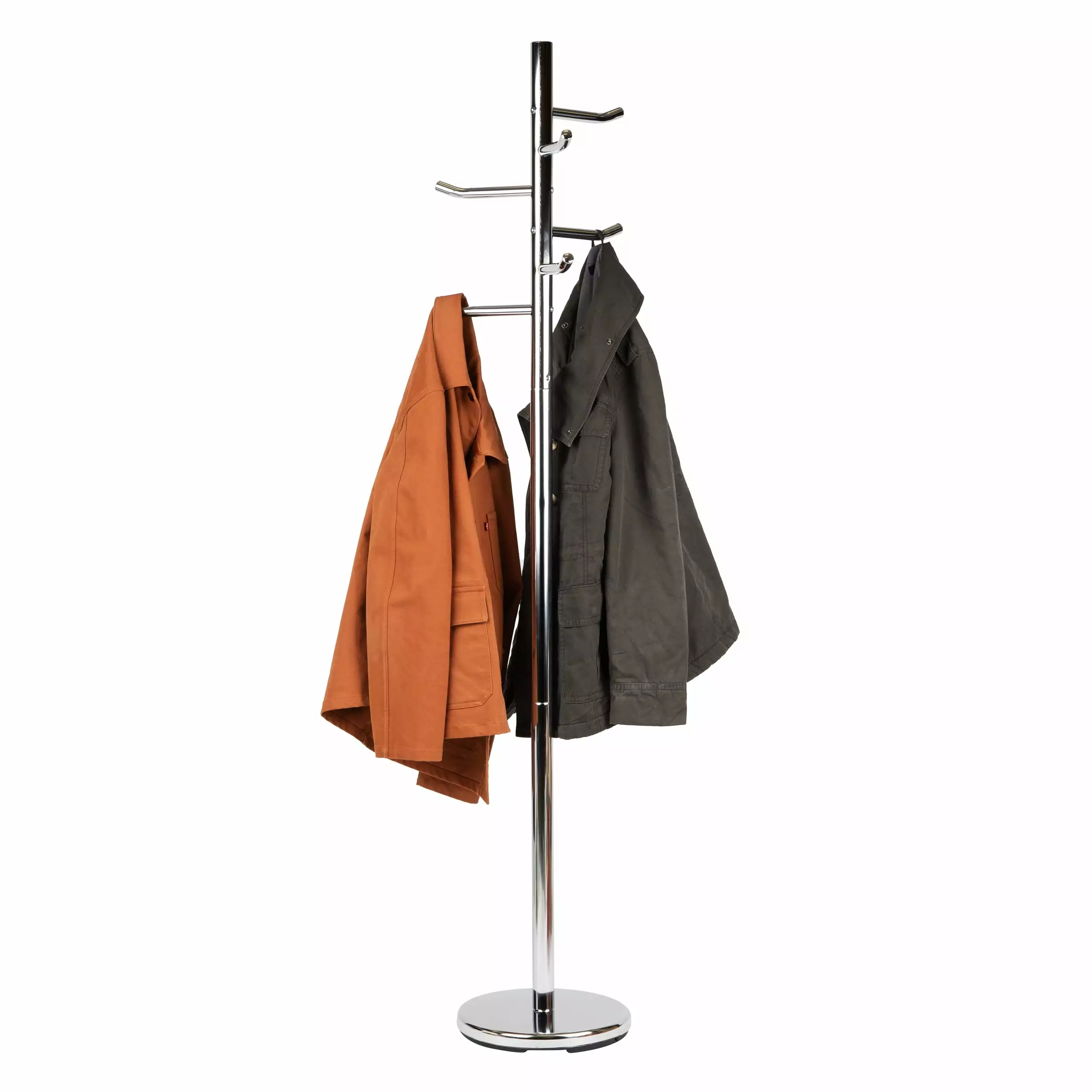 Mind Reader Coat Rack . Hall Tree. Freestanding . Coat Tree. Hat. Jacket. Purse. Metal. Silver