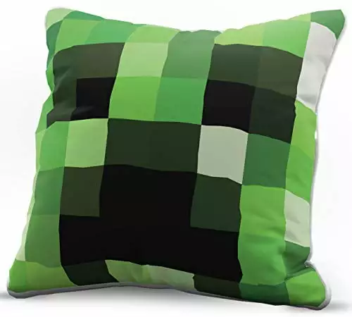 Minecraft Decorative Pillow Cover 15x 15 Creeper. 100% Microfiber. Green. Gaming Bedding