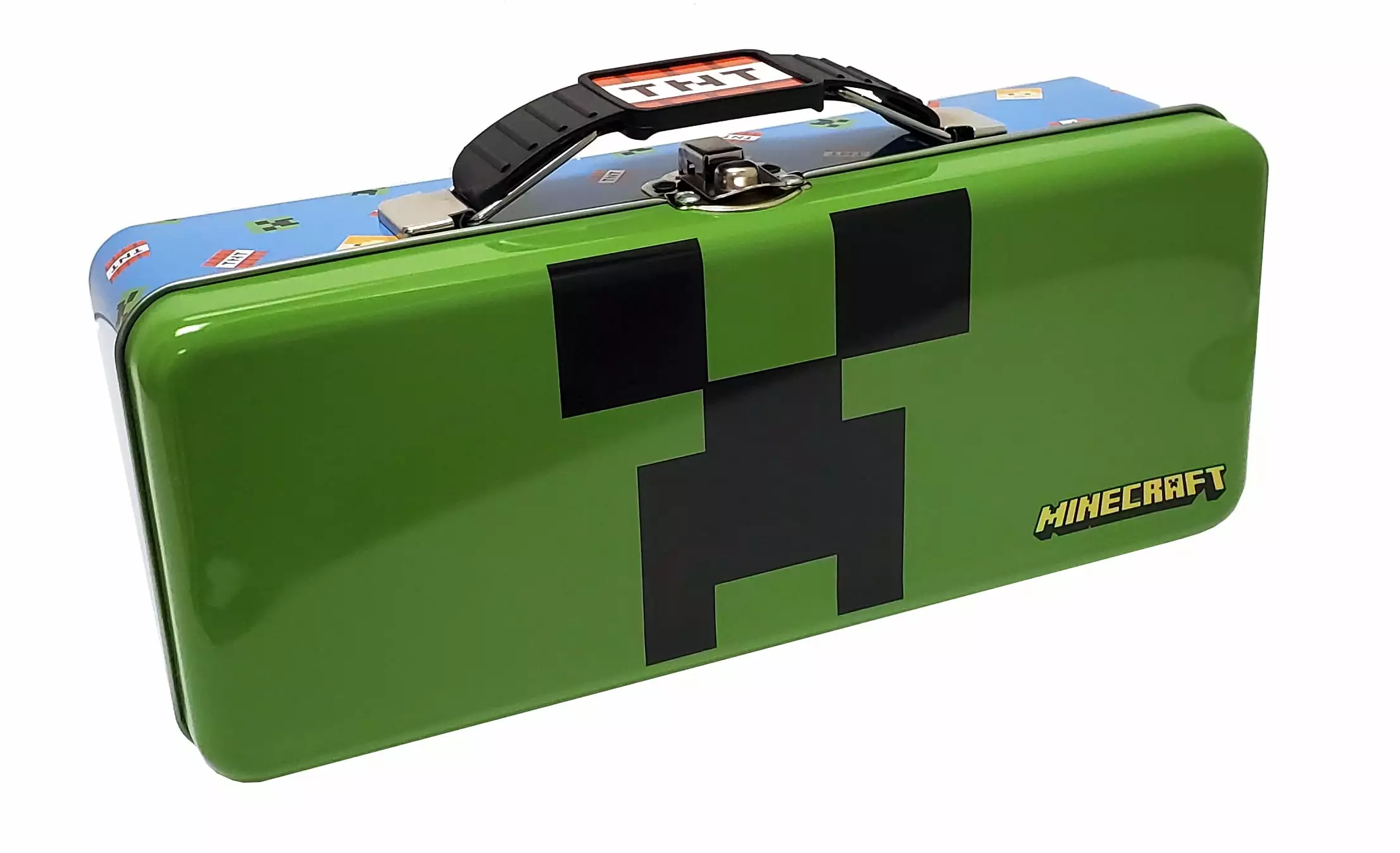 Minecraft Green Storage Tool Box with Handle. Clasp and Lid. 1 Ct. Material Tin Plate Steel