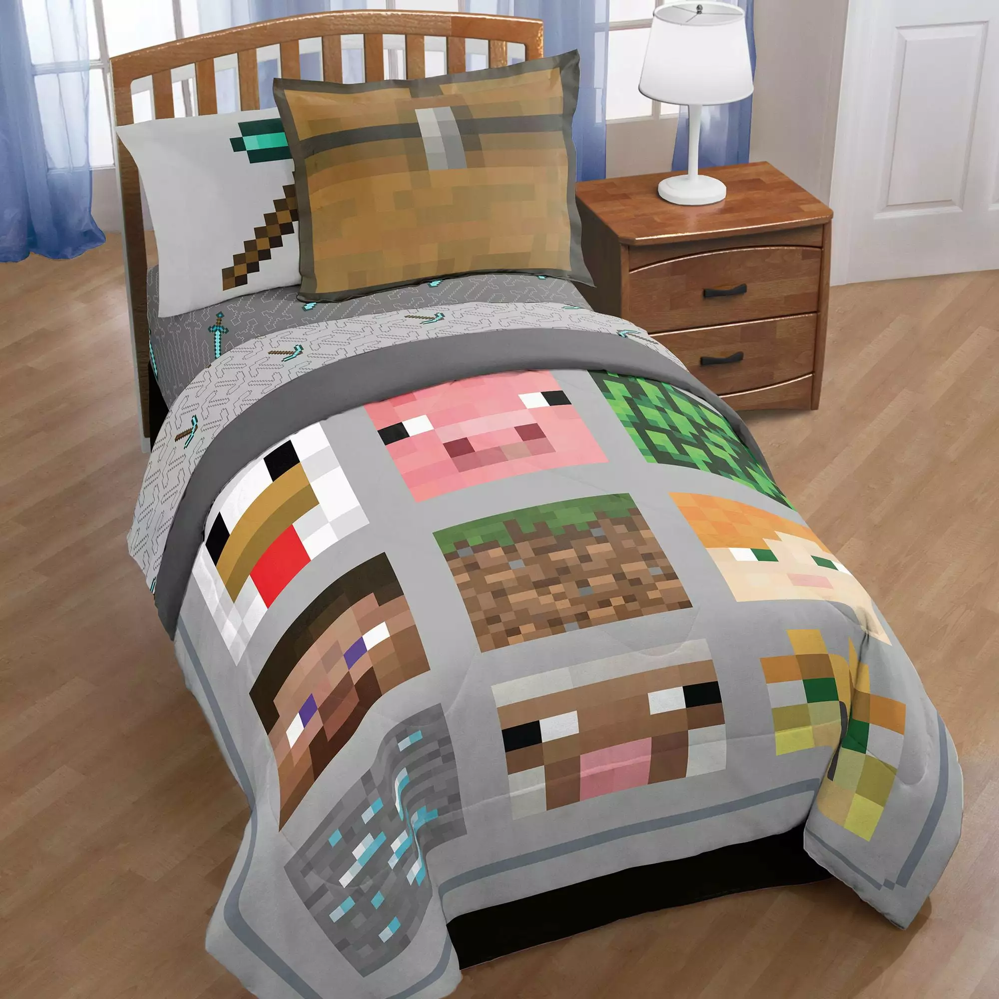 Minecraft Twin Quilt and Sham Set