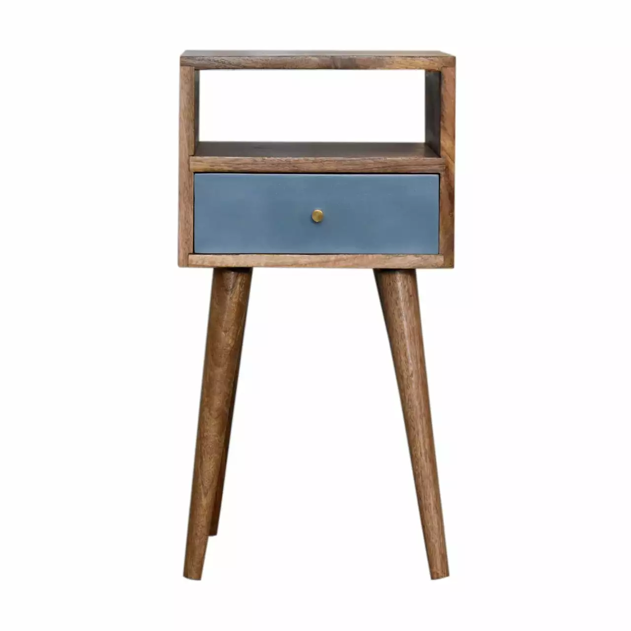 Artisan Furniture Solid Wood 1 Drawer Mini Blue Hand Painted Nightstand