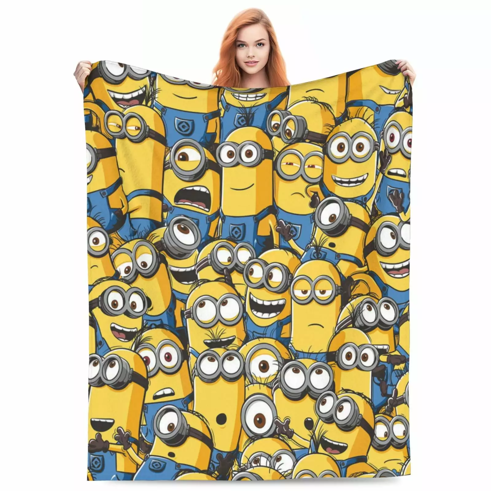 Minions Blanket Soft Cozy Fleece Plush Throw Blanket All Season Ultra Warm Lightweight Cartoon Blanket Gifts for Girls Boys Women Men