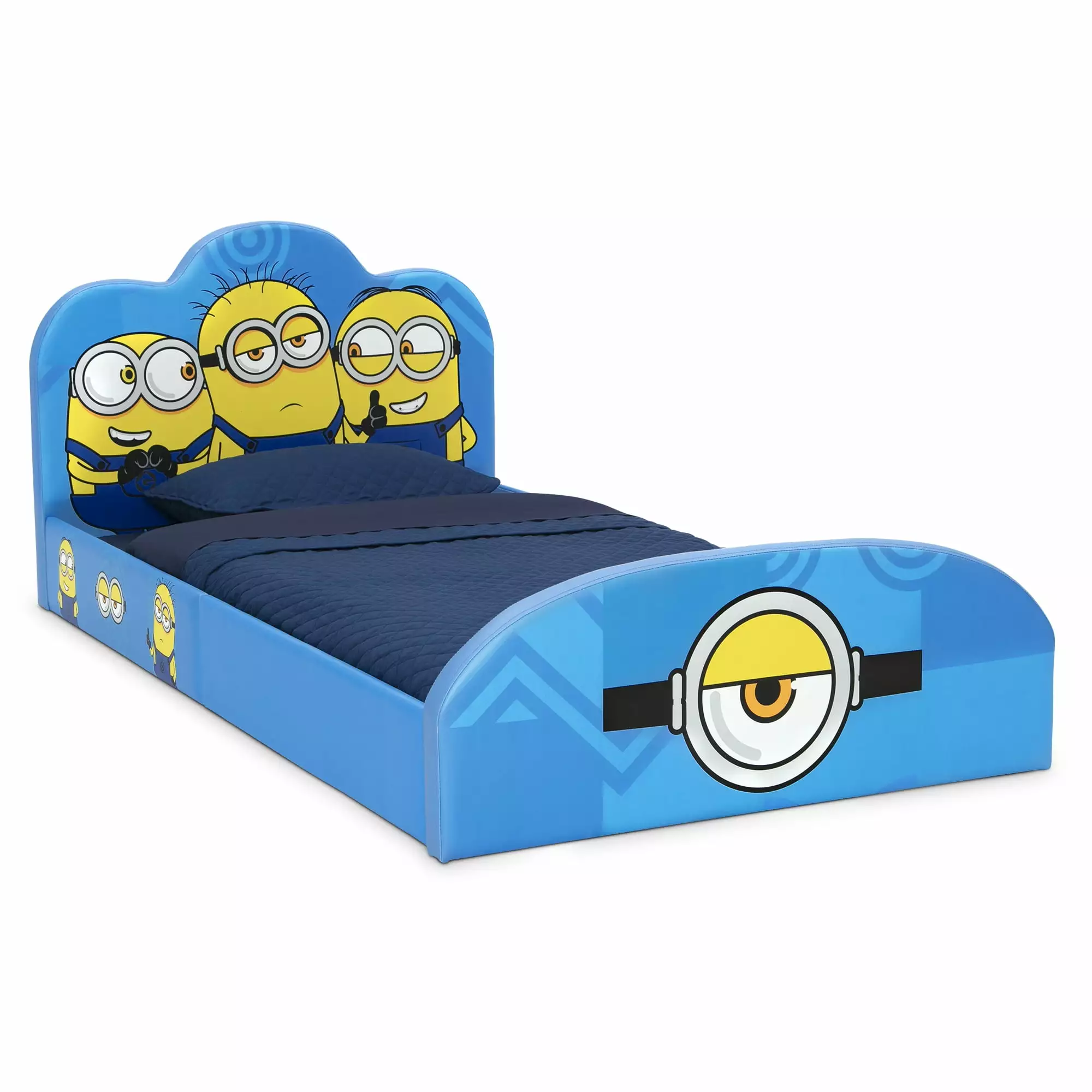 Minions Upholstered Twin Bed by Delta Children. Blue