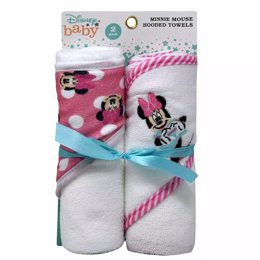 Minnie Mouse 2pk Rolled Hooded Baby Towel