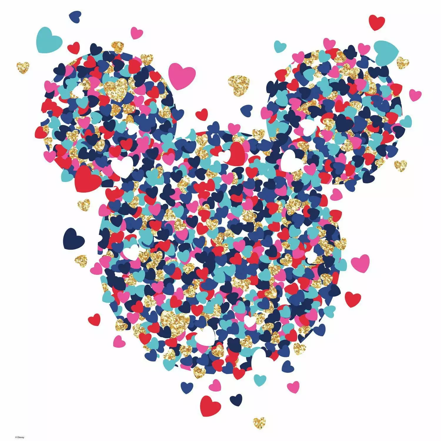 Minnie Mouse Heart Confetti Peel and Stick Giant Wall Decals with Glitter