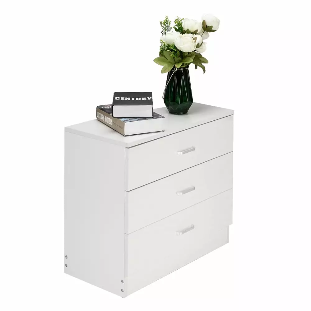 3 Drawer Dresser for Dressing Room 15mm Particle Board White (25.98 x 13 x 22.05)