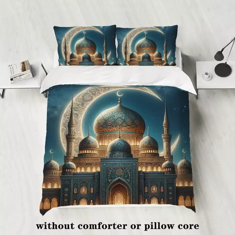 Modernist Bedding Set. Mosque Print Bedding Set. Unisex. Comes with 1 Duvet Cover and 2 Pillowcases