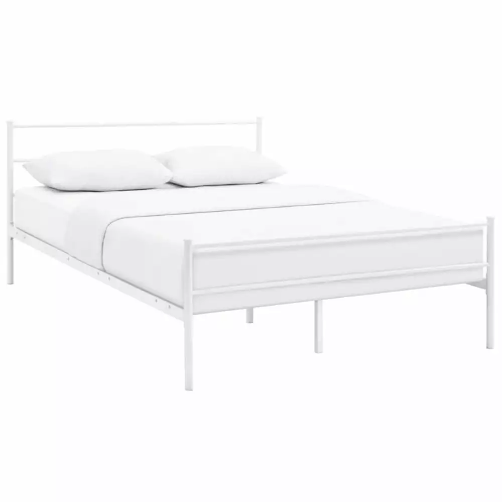 Modway Alina Powder Coated Sturdy Steel Full Platform Bed Frame in White